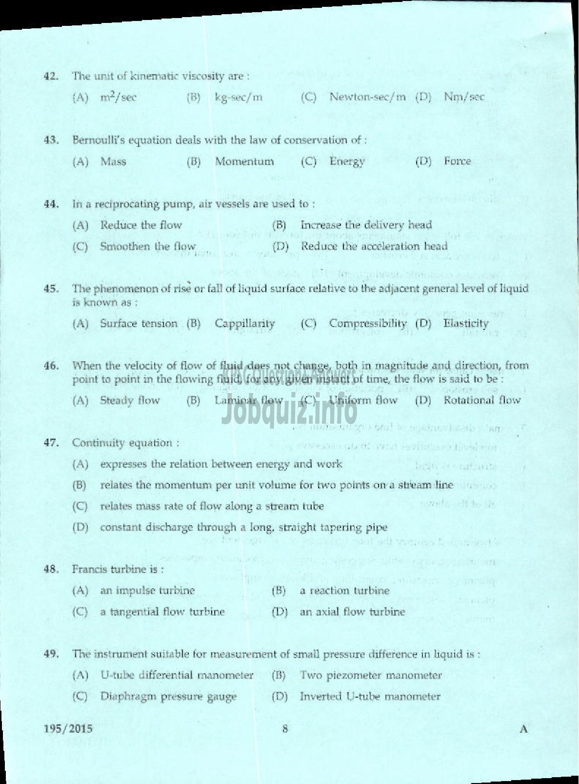 Kerala PSC Question Paper - OVERSEER KSCDC LTD-4