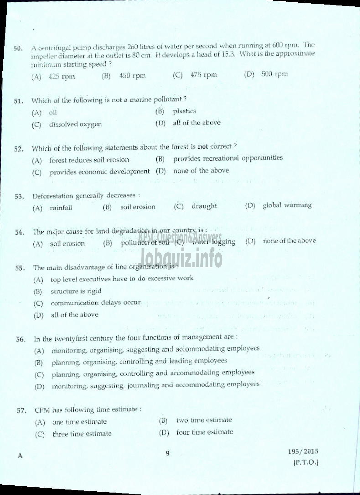 Kerala PSC Question Paper - OVERSEER KSCDC LTD-5