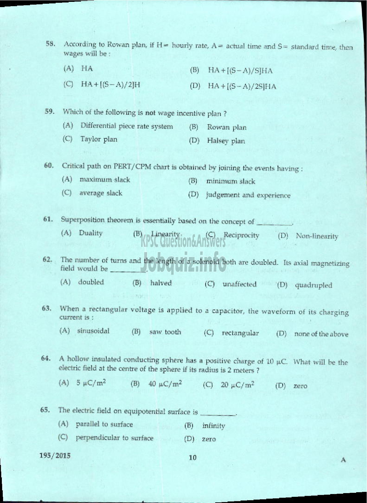 Kerala PSC Question Paper - OVERSEER KSCDC LTD-6