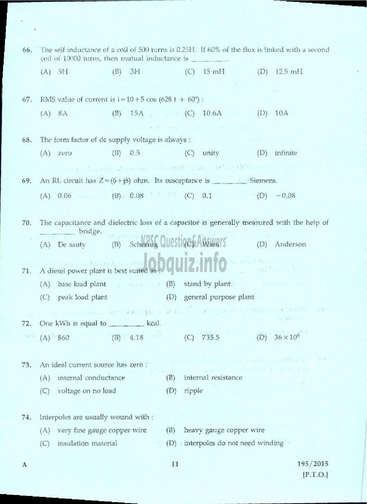 Kerala PSC Question Paper - OVERSEER KSCDC LTD-7