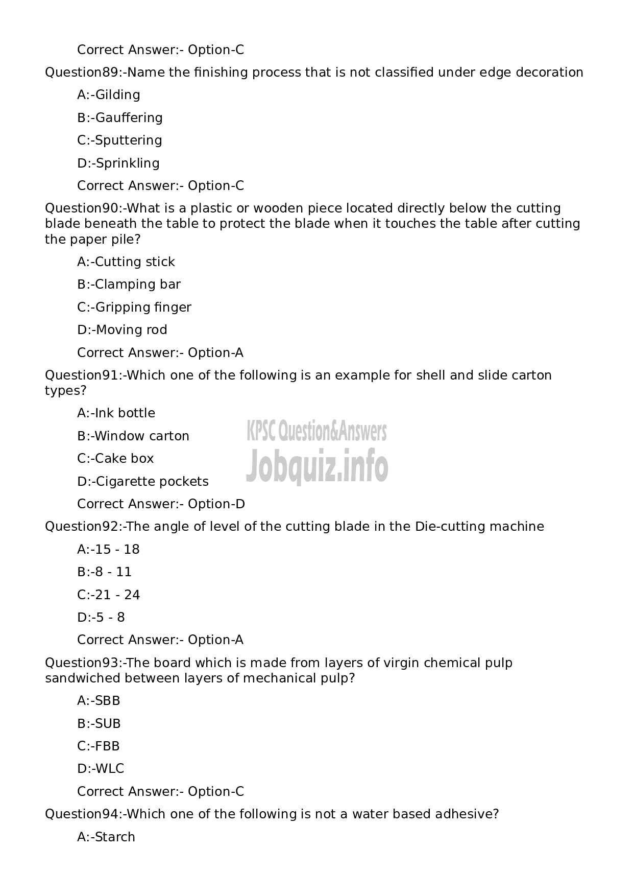 Kerala PSC Question Paper - Offset Printing Machine Operator Grade II-17