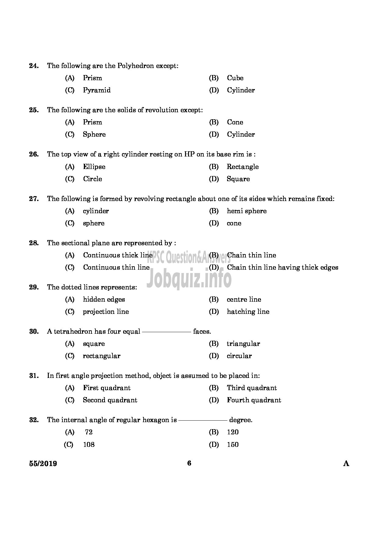 Kerala PSC Question Paper - Overseer / Draftsman (Mechanical) Gr II (Special Recruitment From Among SC/ST) English -4