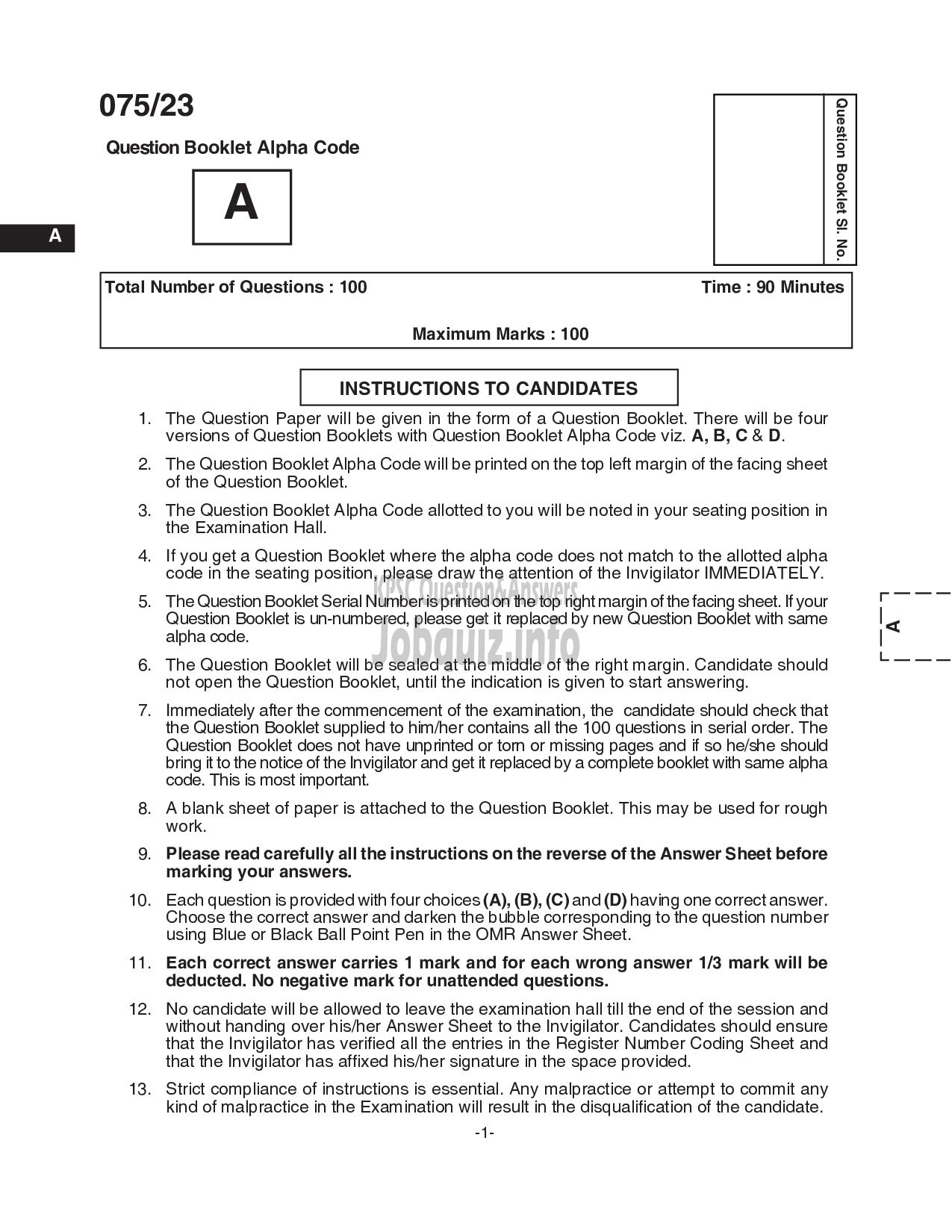 Kerala PSC Question Paper - Overseer Gr II (Electrical), Electrician, Workshop Instructor/ Instructor Gr II/ Demonstrator in Electrical Engineering in Universities, KSFDC, Technical Education -1