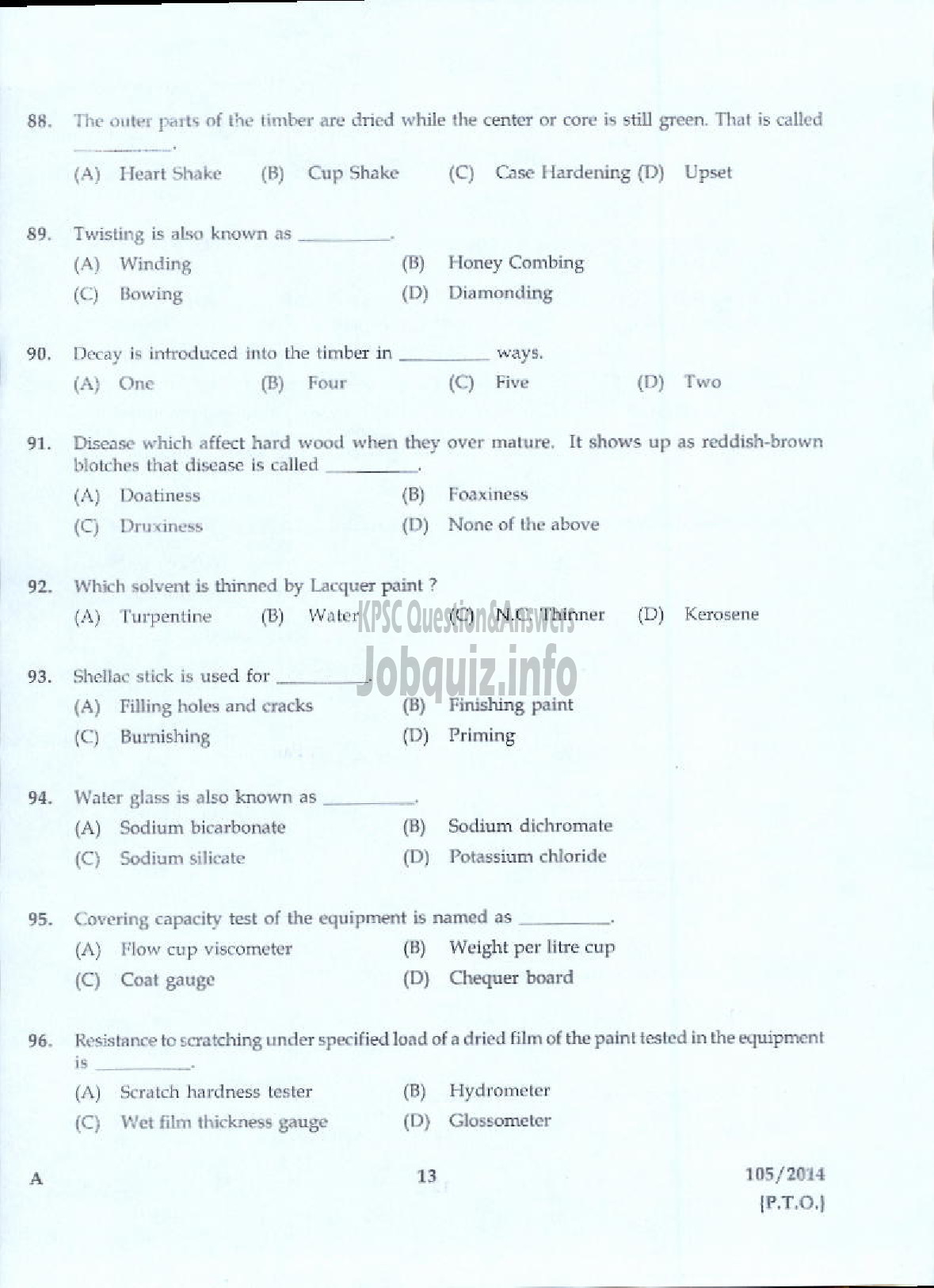 Kerala PSC Question Paper - PAINTER KERALA AGRO MACHINERY CORPORATION LIMITED-11