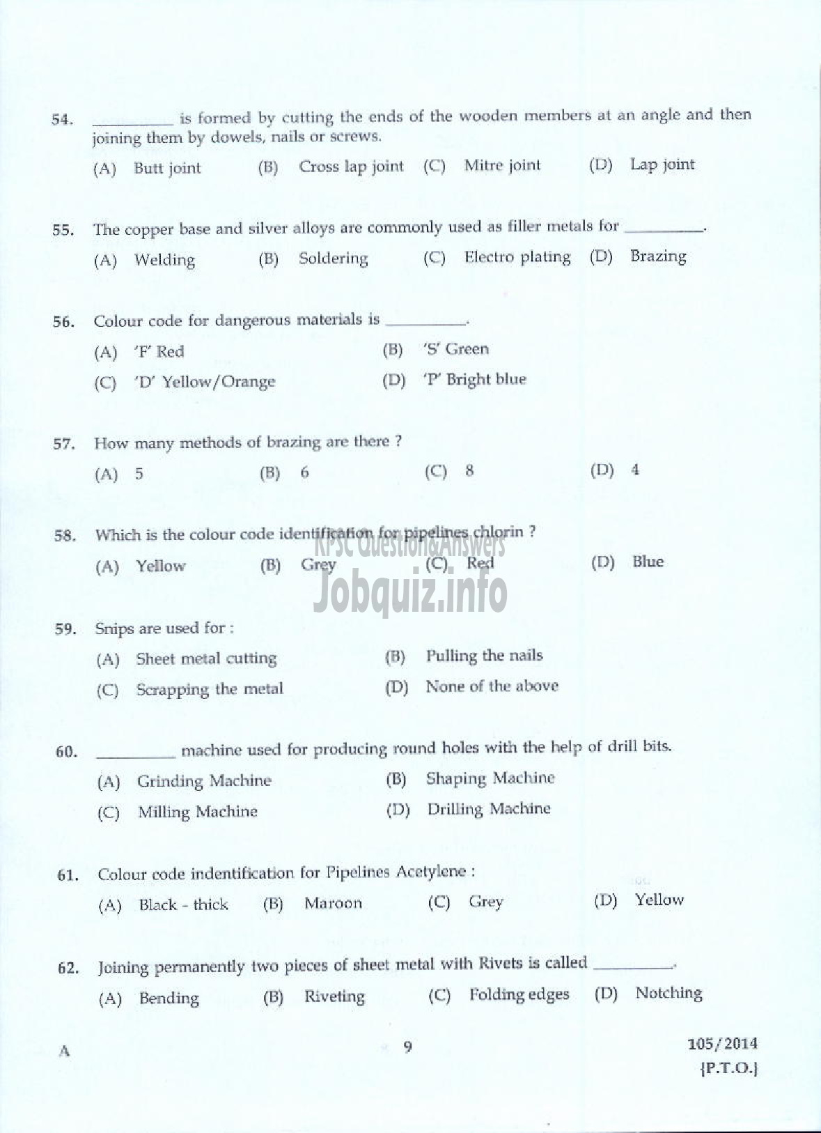 Kerala PSC Question Paper - PAINTER KERALA AGRO MACHINERY CORPORATION LIMITED-7