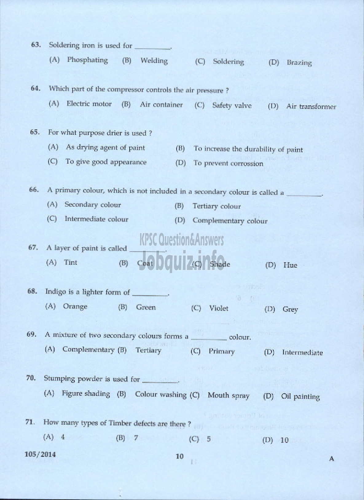 Kerala PSC Question Paper - PAINTER KERALA AGRO MACHINERY CORPORATION LIMITED-8