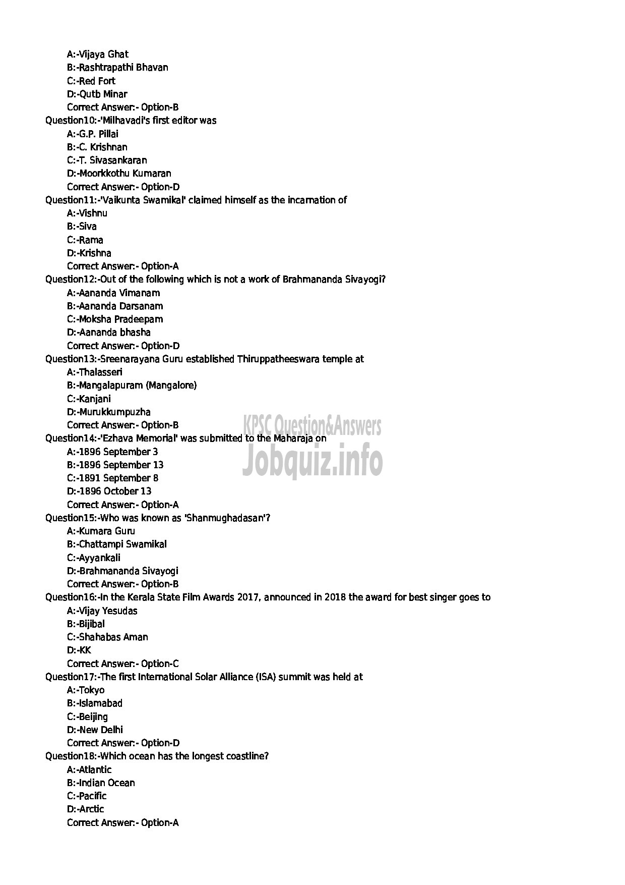 Kerala PSC Question Paper - PATTERN MAKER STATE WATER TRANSPORT-2