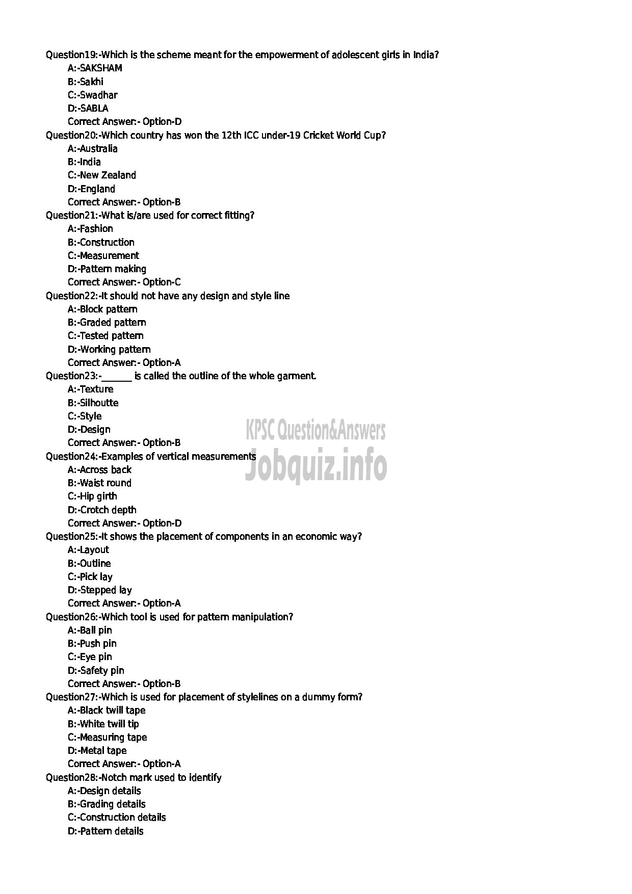 Kerala PSC Question Paper - PATTERN MAKER STATE WATER TRANSPORT-3