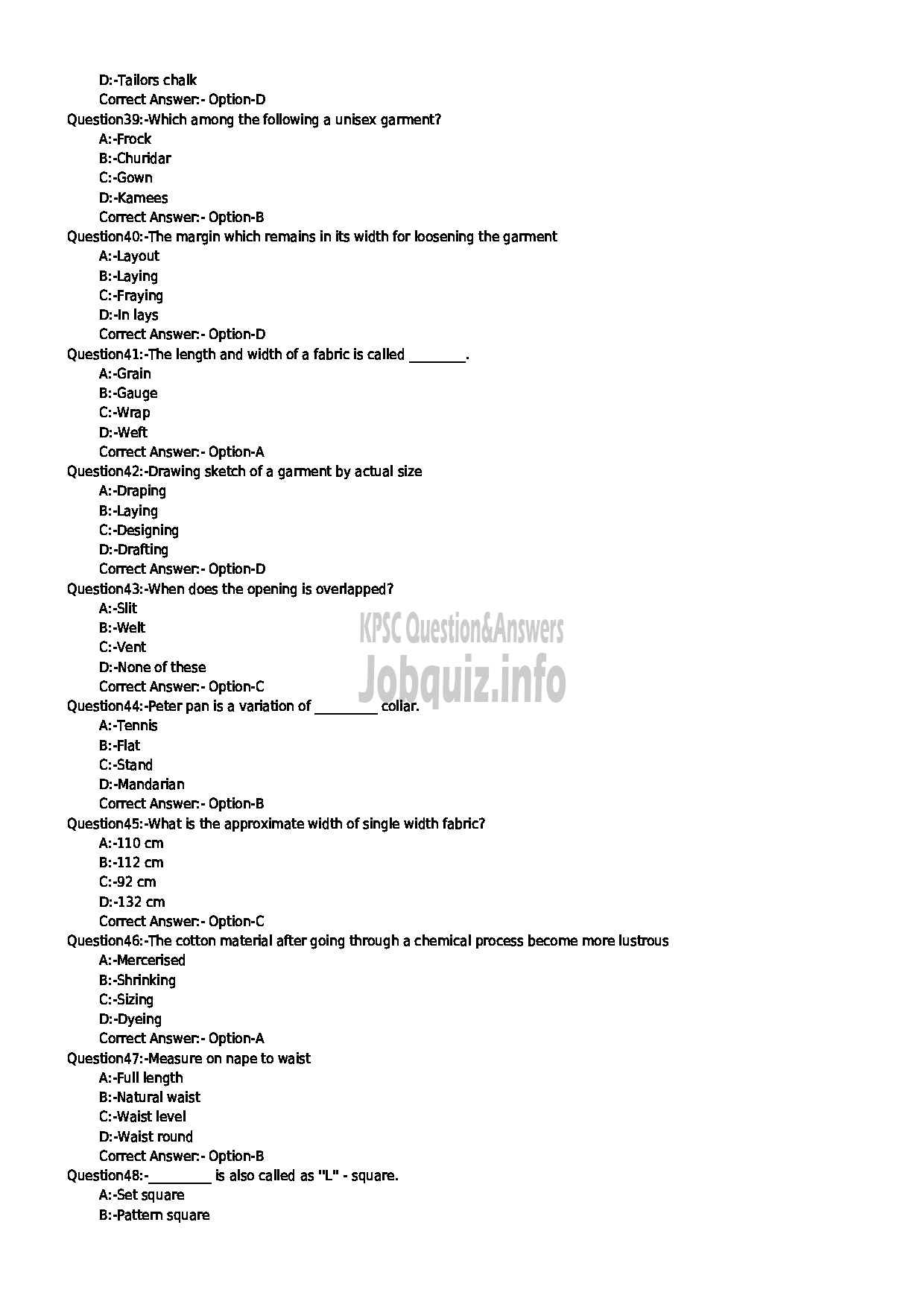 Kerala PSC Question Paper - PATTERN MAKER STATE WATER TRANSPORT-5