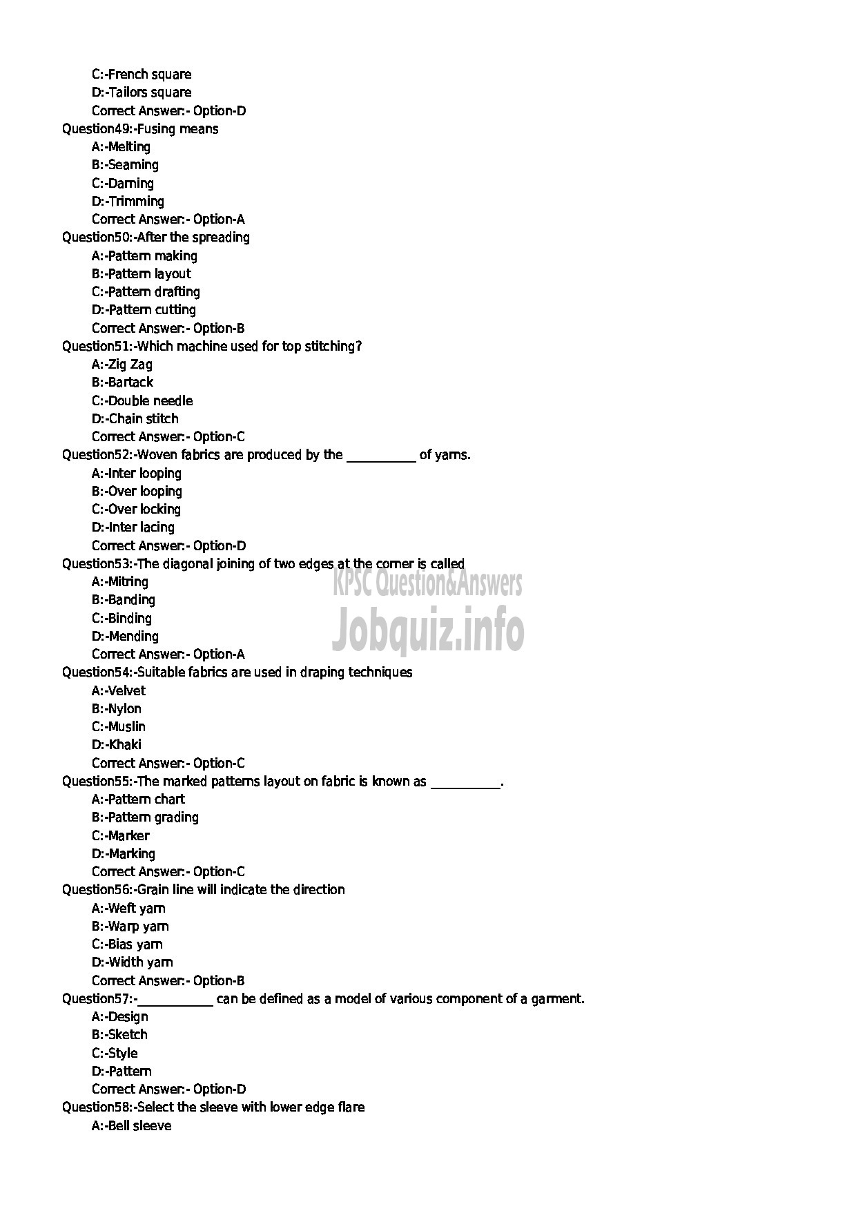 Kerala PSC Question Paper - PATTERN MAKER STATE WATER TRANSPORT-6