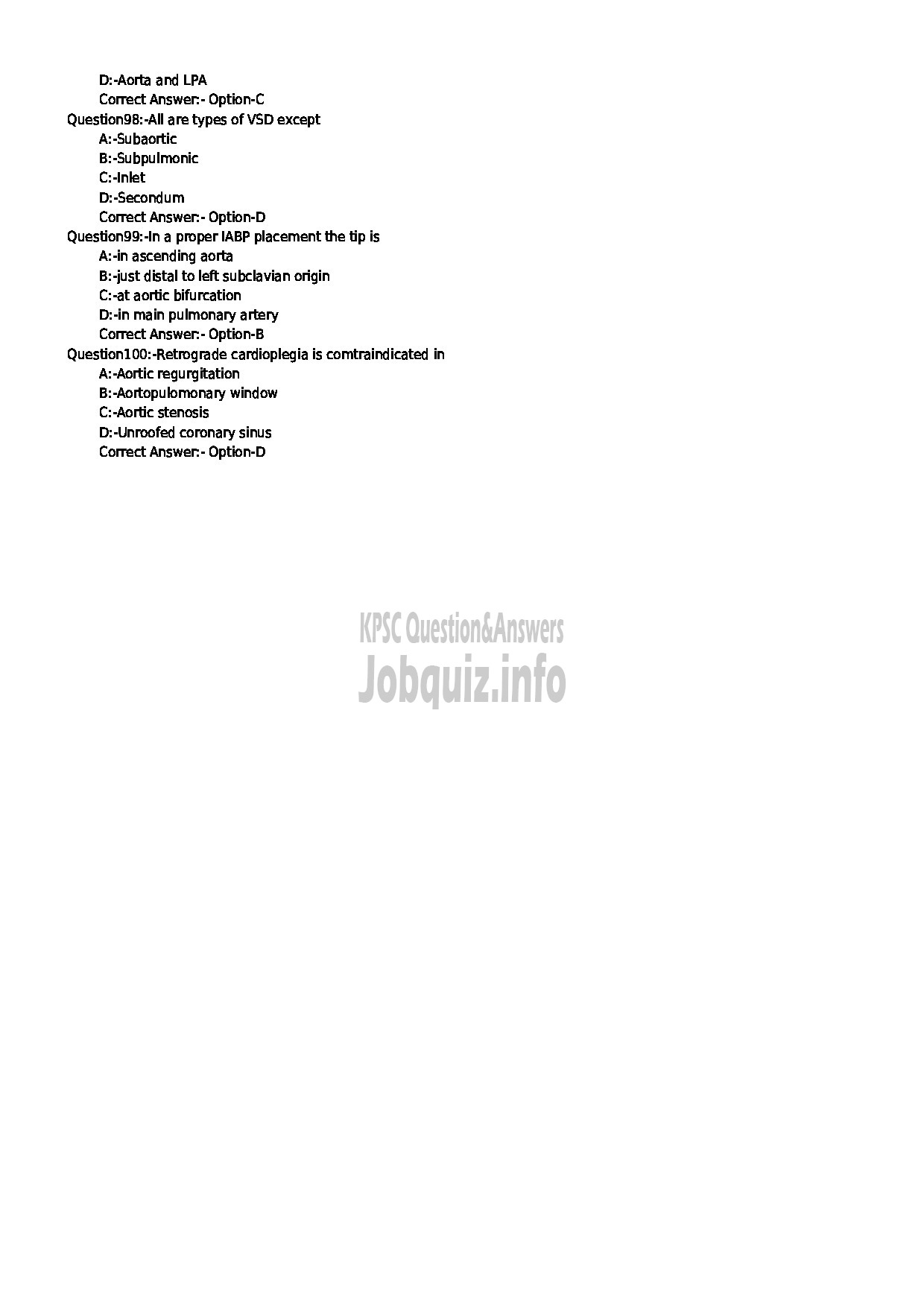 Kerala PSC Question Paper - PERFUSIONIST MEDICAL EDUCATION-11