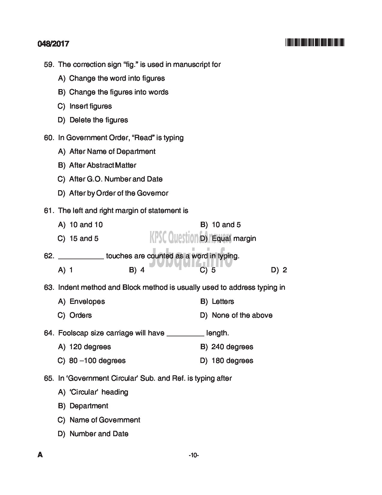 Kerala PSC Question Paper - PERSONAL ASSISTANT TO MANAGING DIRECTOR FOREST INDUSTRIES / STENOGRAPHER KSBC QUESTION PAPER-10