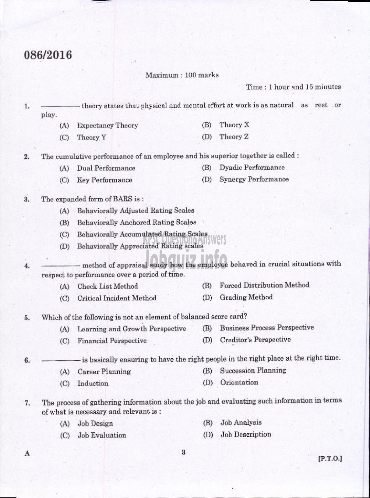 Kerala PSC Question Paper - PERSONNEL MANAGER KERALA STATE COIR CORPORATION LIMITED-1