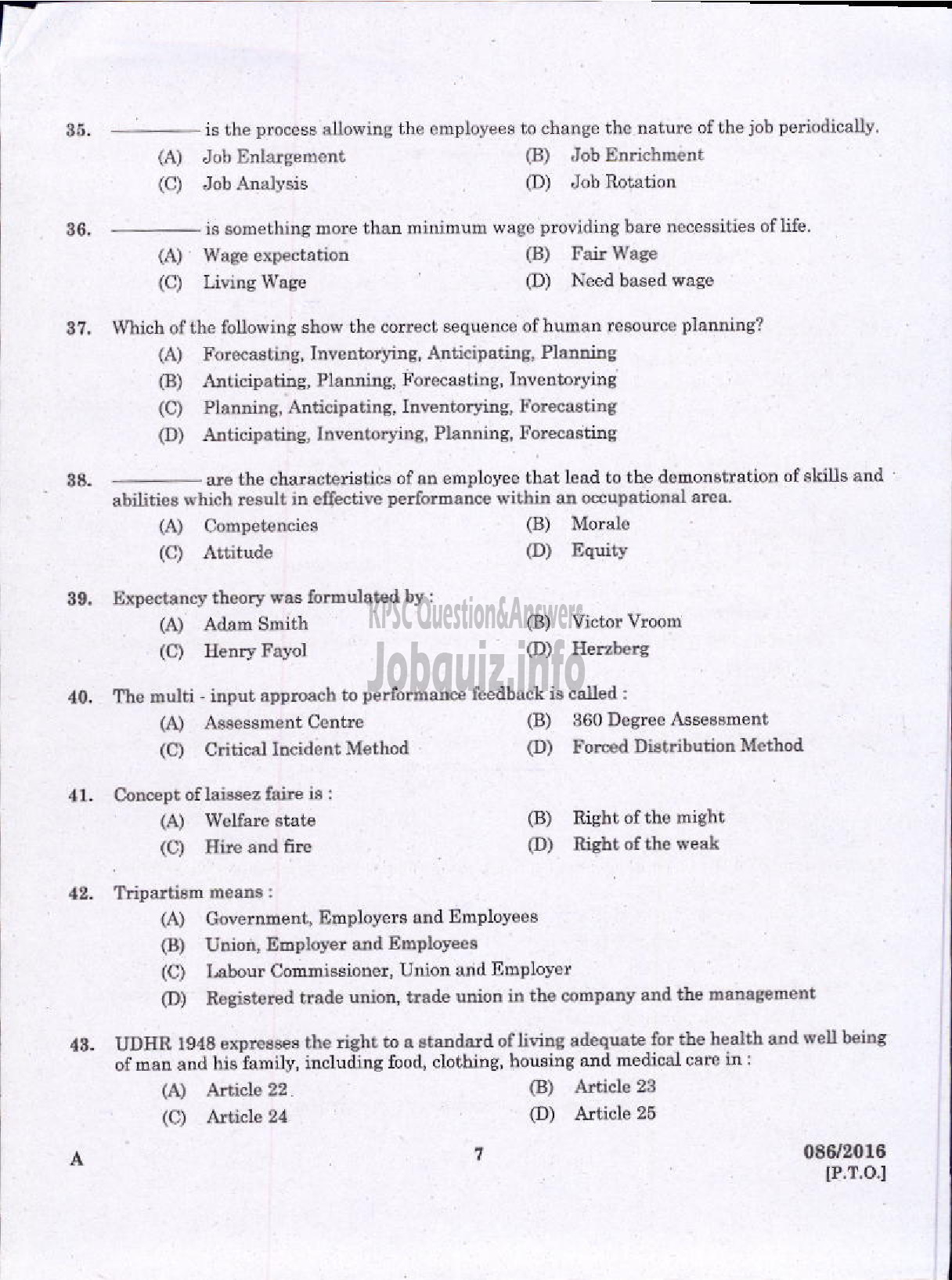 Kerala PSC Question Paper - PERSONNEL MANAGER KERALA STATE COIR CORPORATION LIMITED-5
