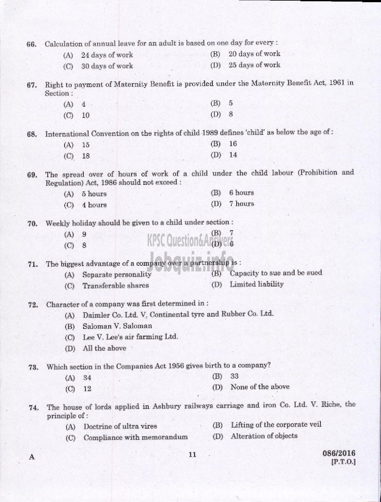 Kerala PSC Question Paper - PERSONNEL MANAGER KERALA STATE COIR CORPORATION LIMITED-9