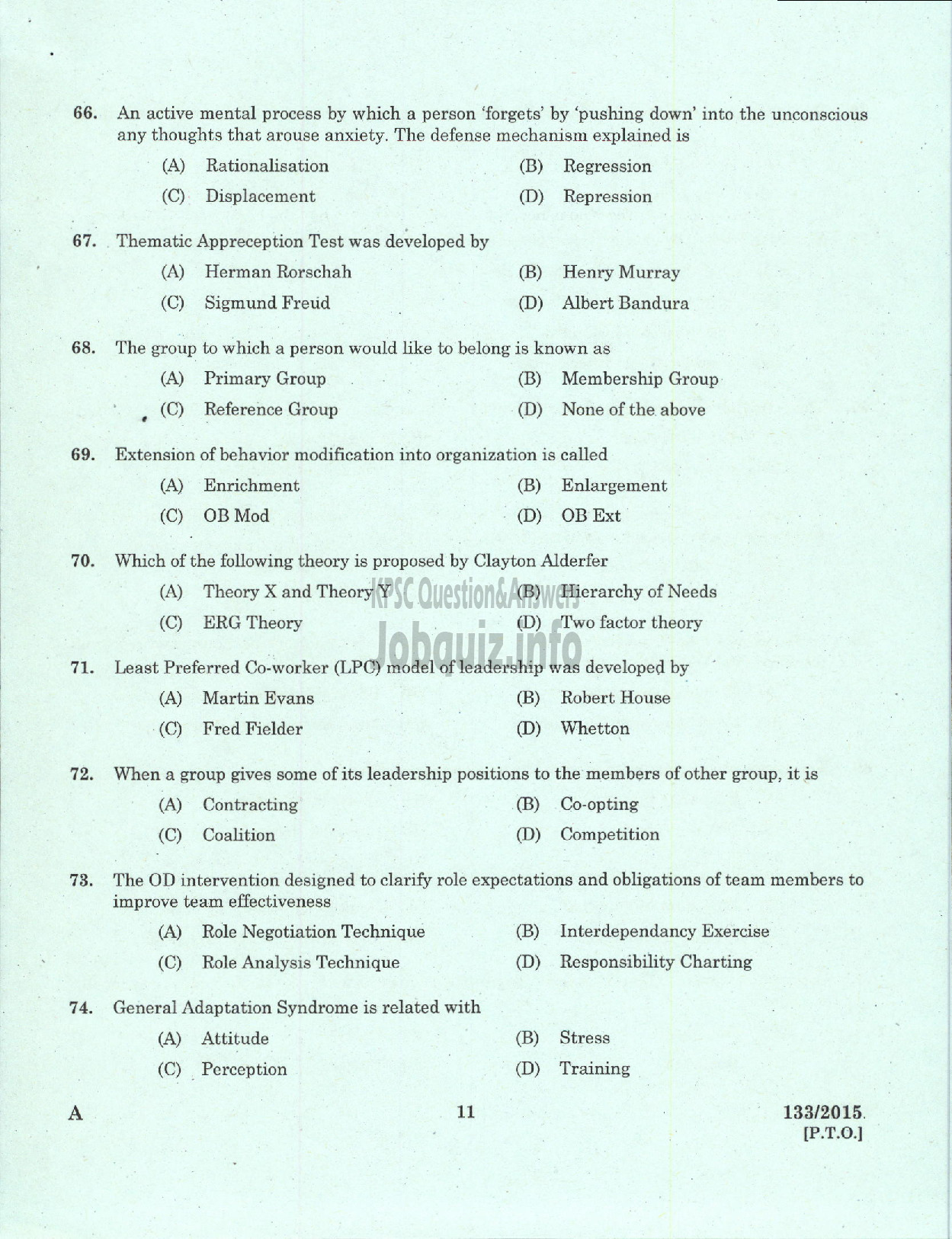 Kerala PSC Question Paper - PERSONNEL OFFICER PART I KCMMF LTD-9