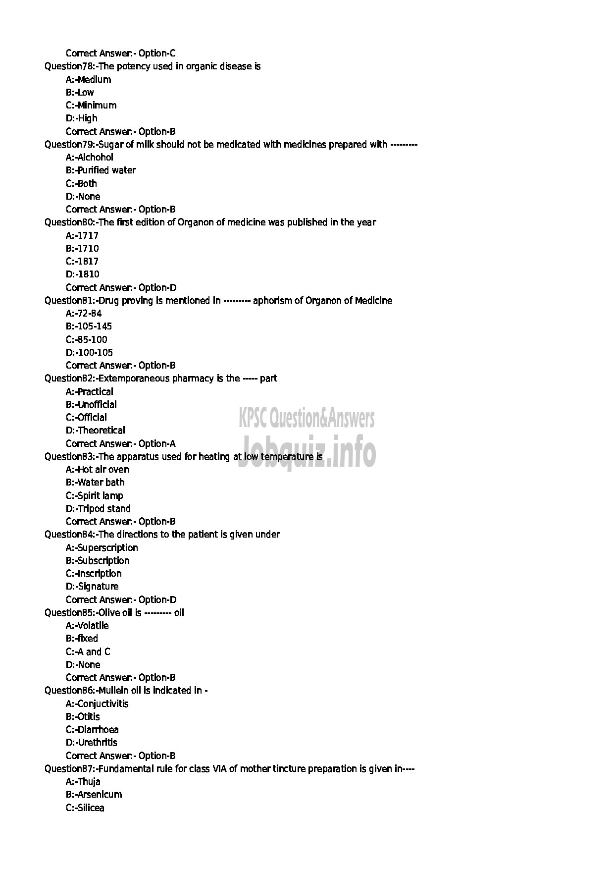 Kerala PSC Question Paper - PHARMACIST GR II CAT NO 089 / 2018 HOMOEOPATHY-9
