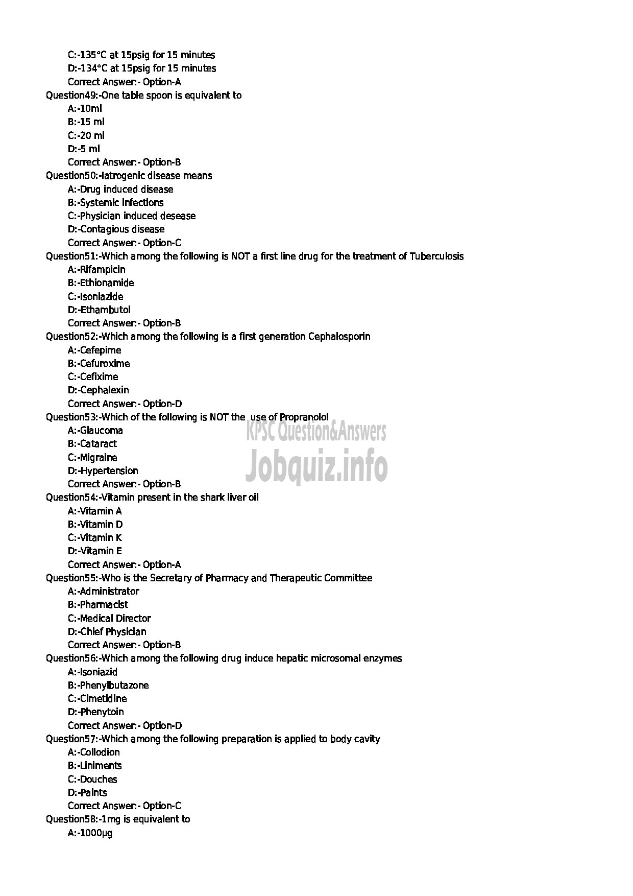 Kerala PSC Question Paper - PHARMACIST GR II HEALTH SERVICES-6