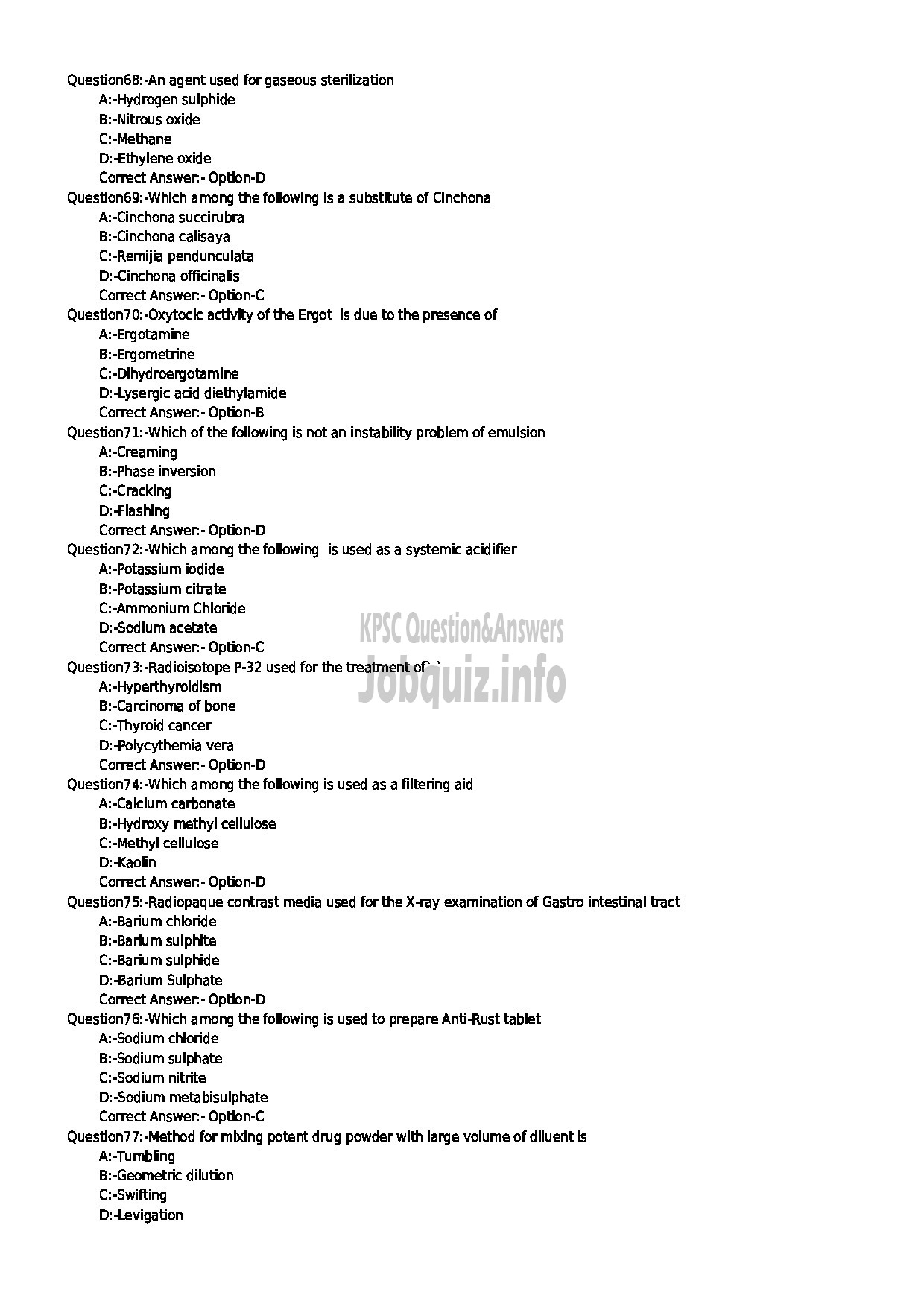 Kerala PSC Question Paper - PHARMACIST GR II HEALTH SERVICES-8