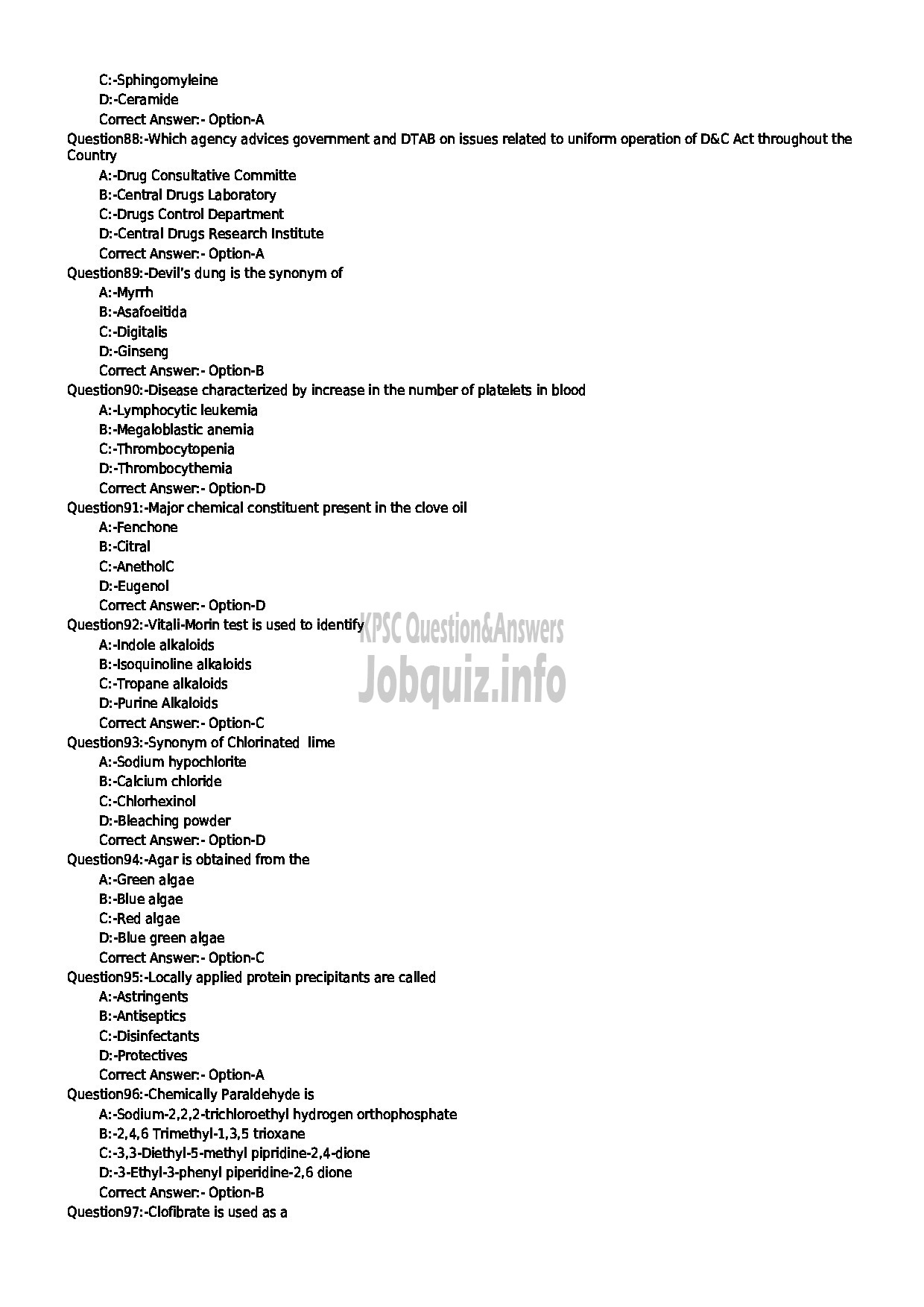 Kerala PSC Question Paper - PHARMACIST GR II HEALTH SERVICES-10