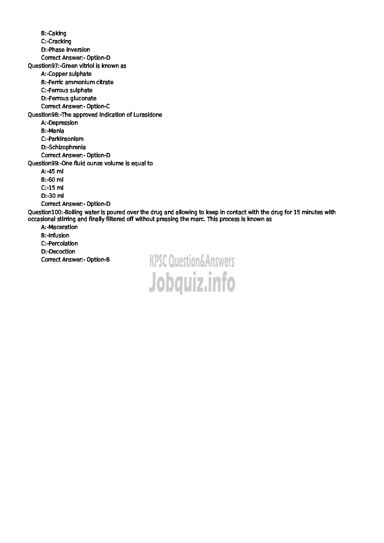 Kerala PSC Question Paper - PHARMACIST GR II HEALTH SERVICES-11