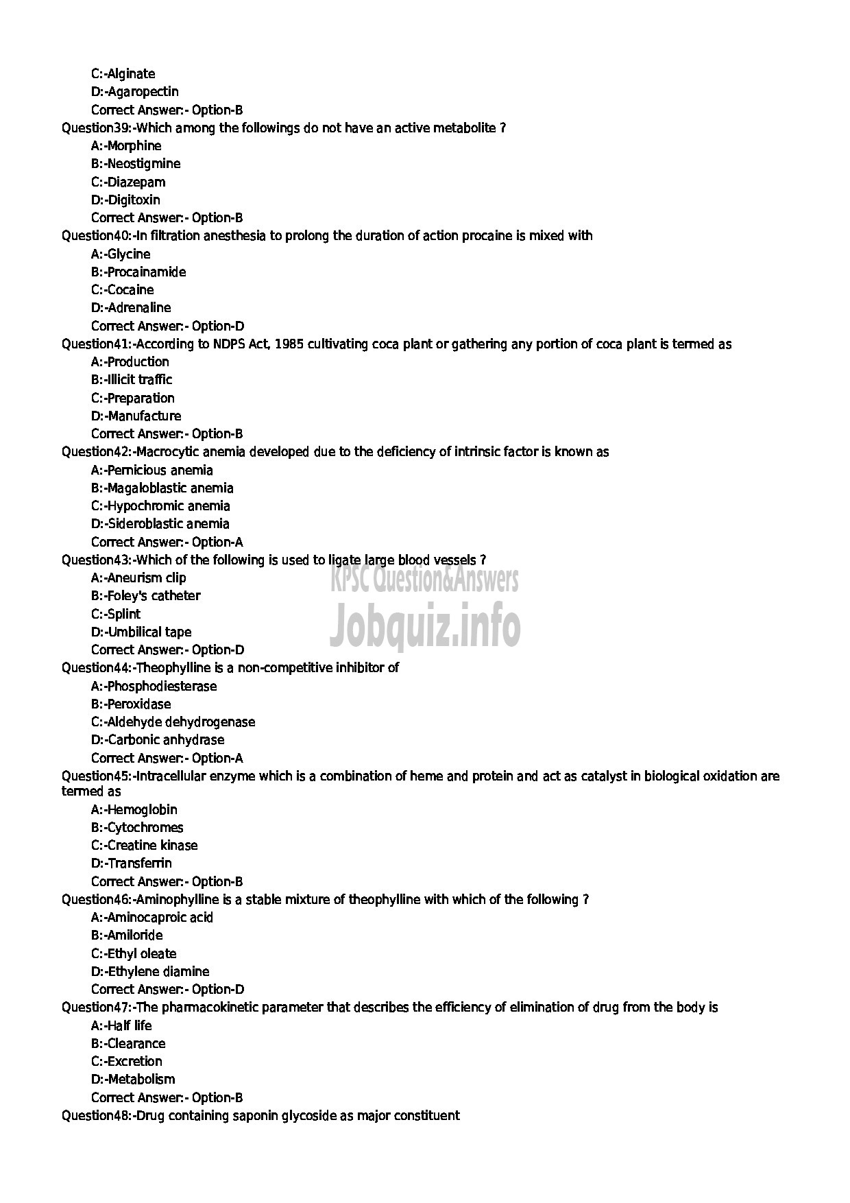 Kerala PSC Question Paper - PHARMACIST GR II HEALTH SERVICES-5