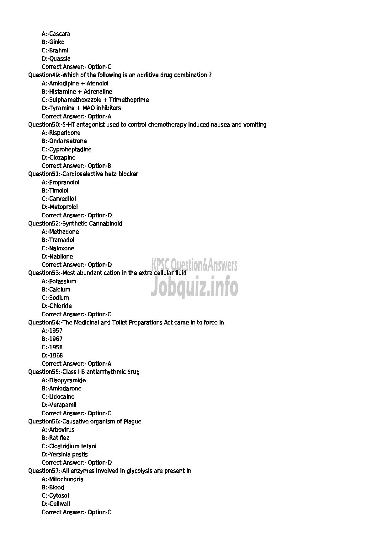 Kerala PSC Question Paper - PHARMACIST GR II HEALTH SERVICES-6