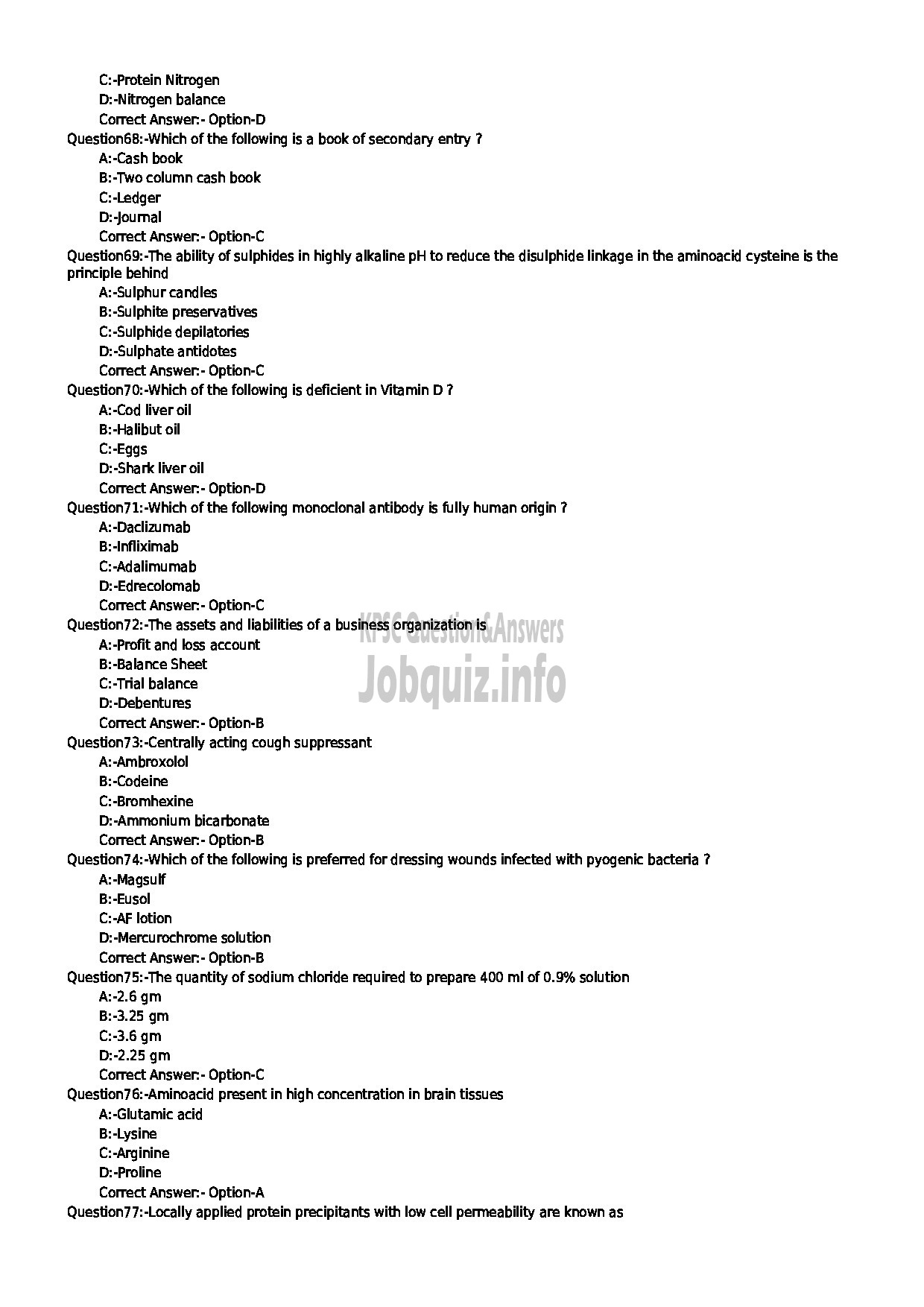 Kerala PSC Question Paper - PHARMACIST GR II HEALTH SERVICES-8