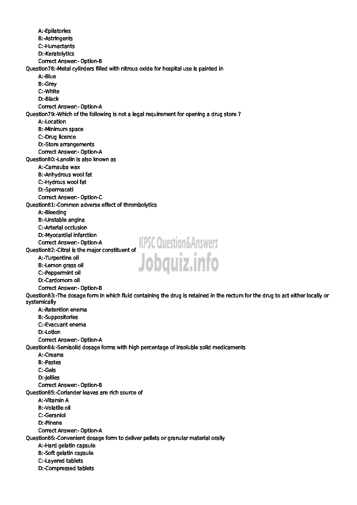 Kerala PSC Question Paper - PHARMACIST GR II HEALTH SERVICES-9