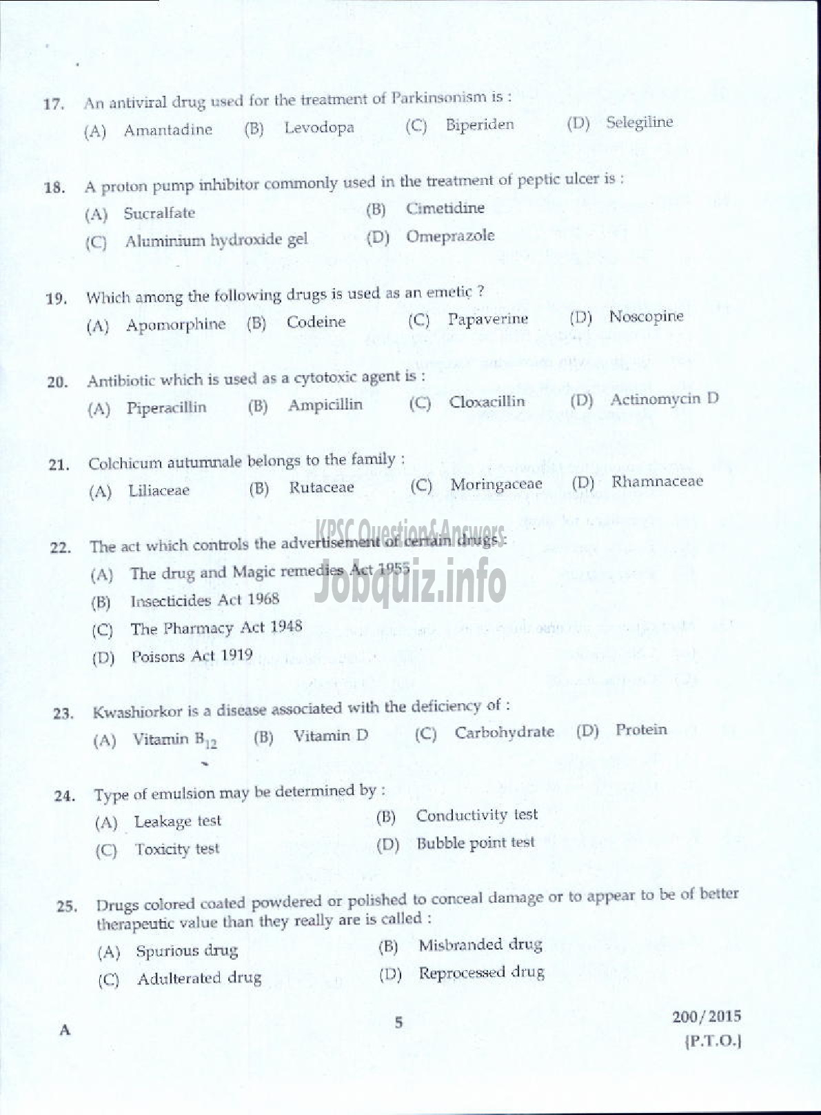 Kerala PSC Question Paper - PHARMACIST GR II HEALTH SERVICES-3