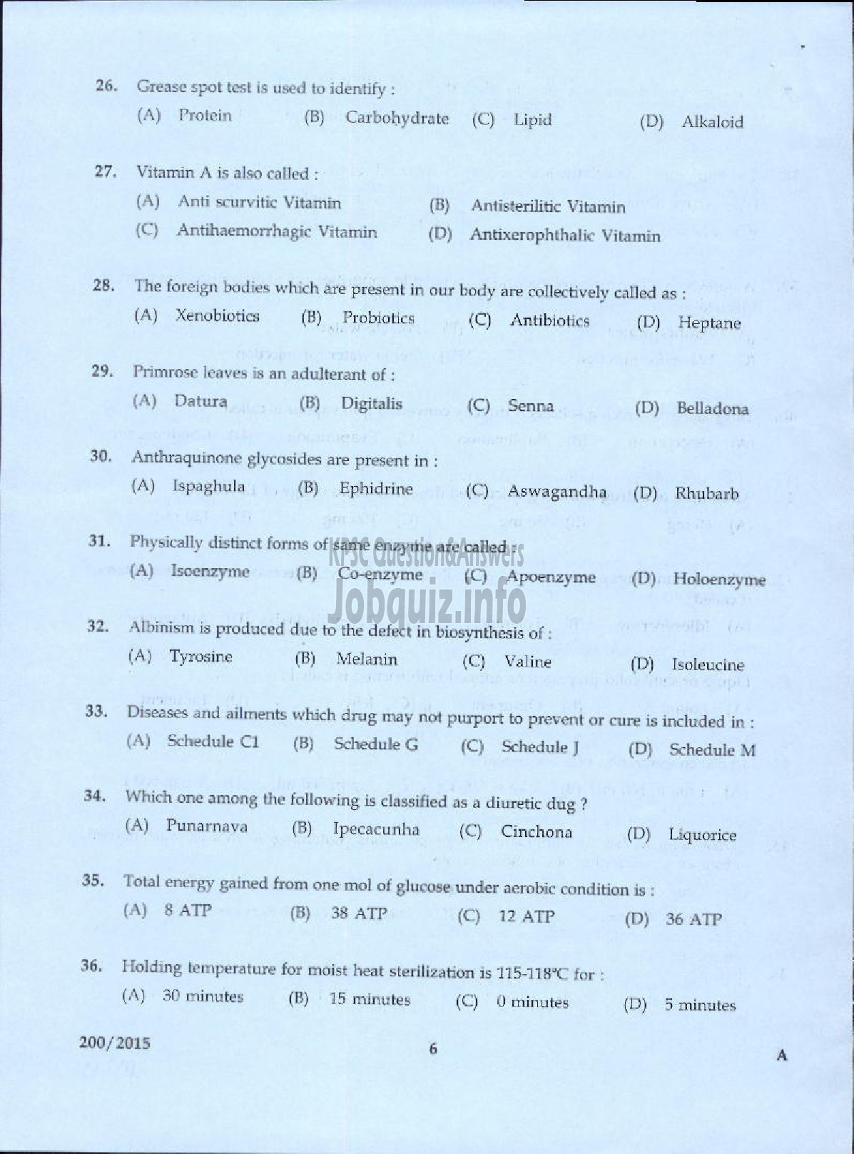 Kerala PSC Question Paper - PHARMACIST GR II HEALTH SERVICES-4