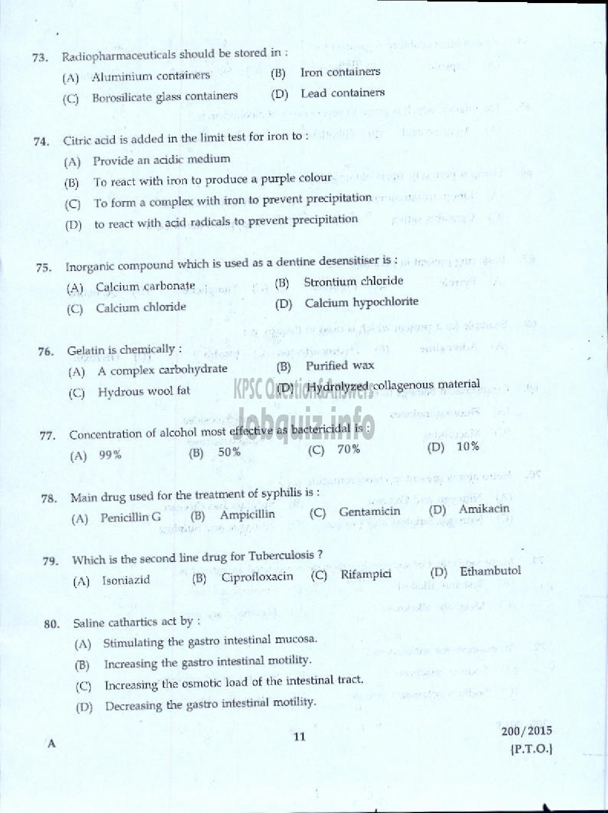 Kerala PSC Question Paper - PHARMACIST GR II HEALTH SERVICES-9