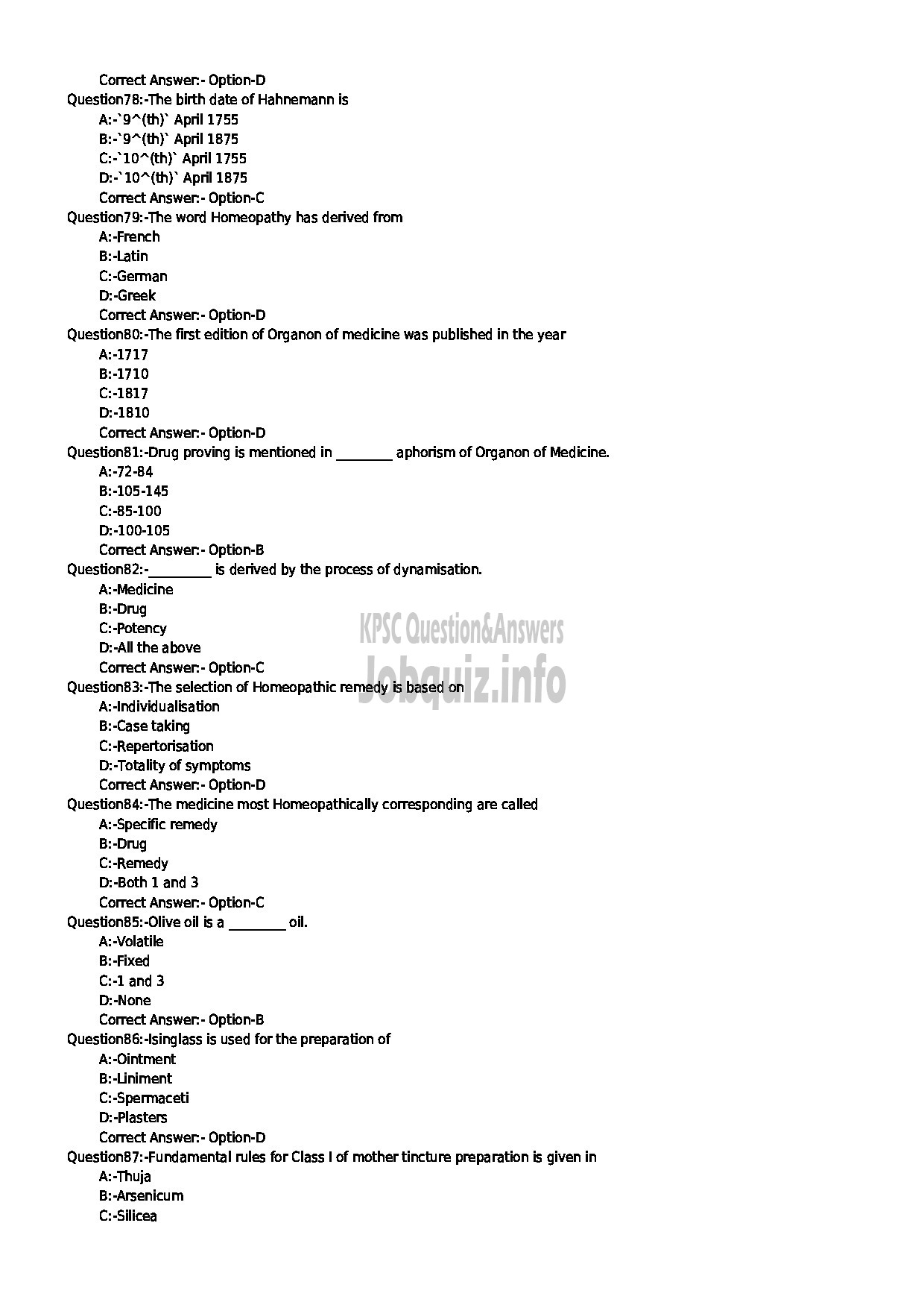 Kerala PSC Question Paper - PHARMACIST GR II HOMOEO-9