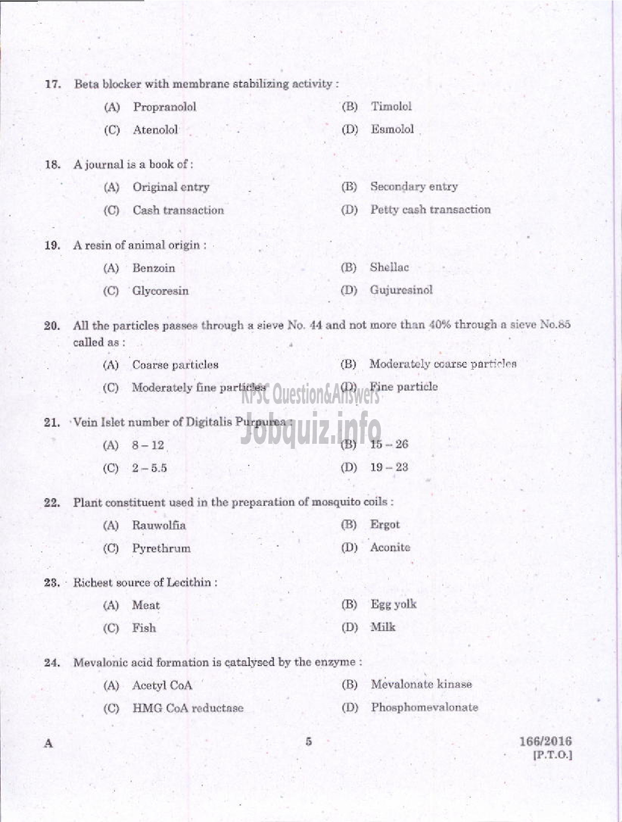 Kerala PSC Question Paper - PHARMACIST GR II IMS/MEDICAL EDUCATION/HEALTH SERVICES/COMPOUNDER PLANTATION CORPORATION-3