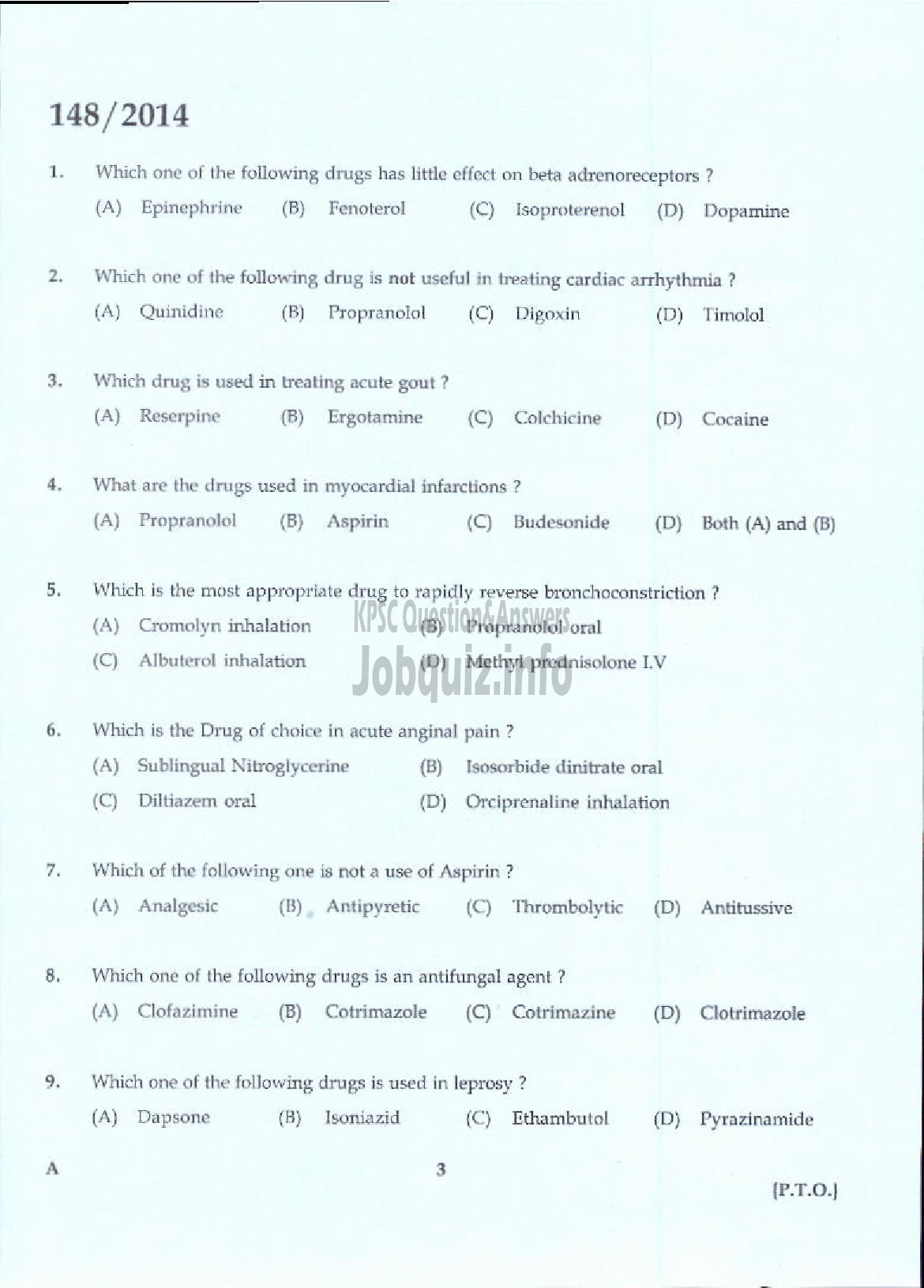 Kerala PSC Question Paper - PHARMACIST GR II NCA LC/AI HN HEALTH SERVICES KSGD-1