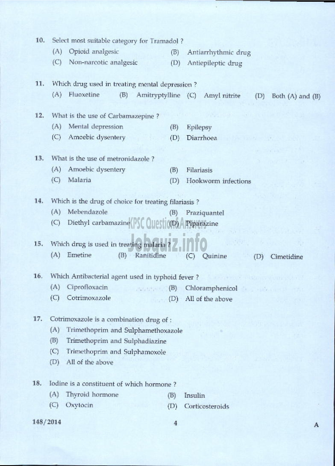 Kerala PSC Question Paper - PHARMACIST GR II NCA LC/AI HN HEALTH SERVICES KSGD-2