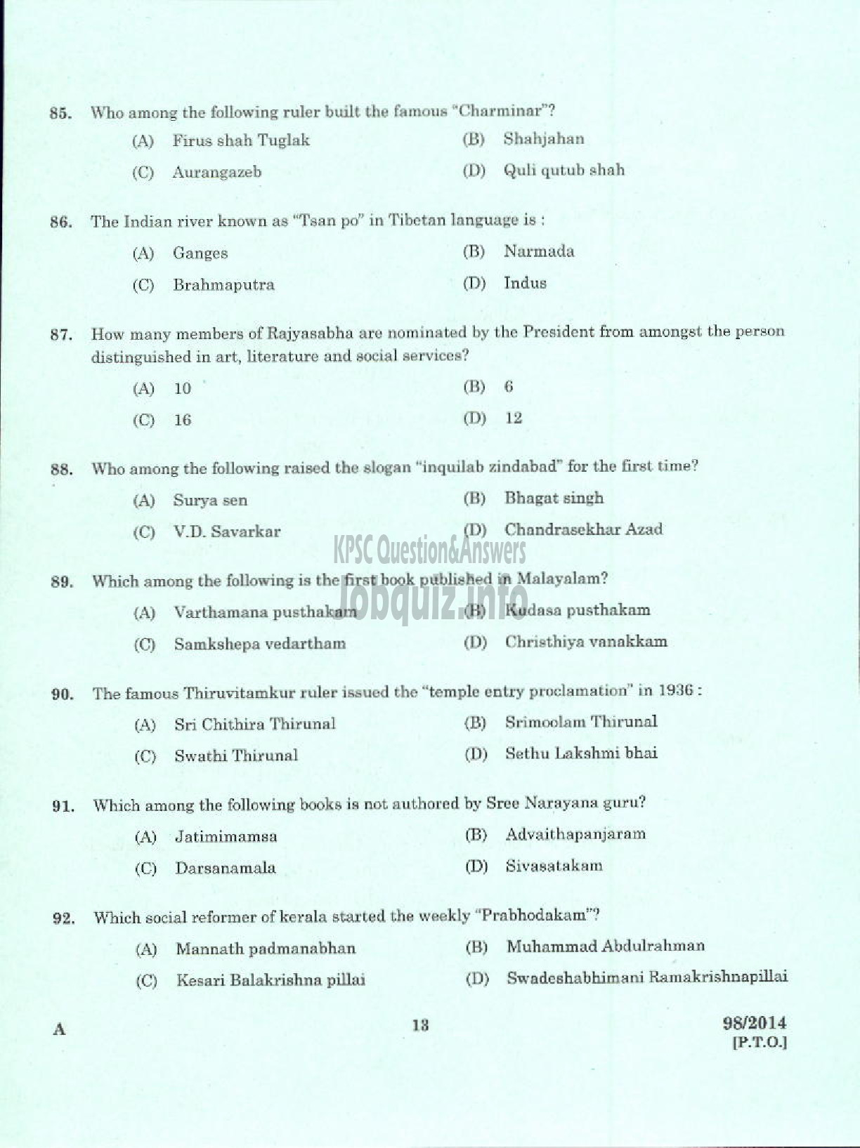 Kerala PSC Question Paper - PHARMA CHEMIST ANIMAL HUSBANDRY-11