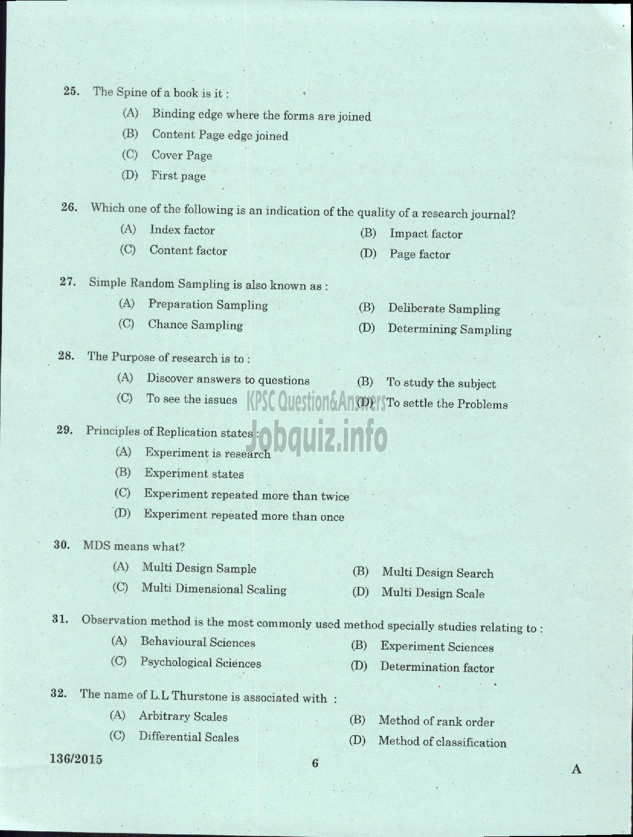 Kerala PSC Question Paper - PRINCIPA INFORMATION OFFICER K W A-4