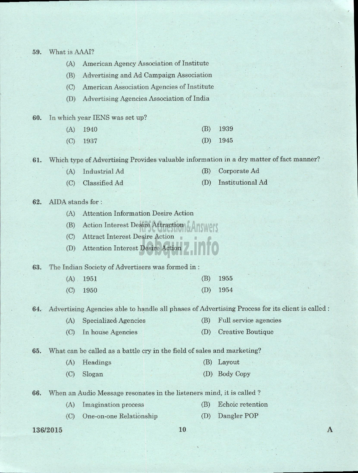 Kerala PSC Question Paper - PRINCIPA INFORMATION OFFICER K W A-8