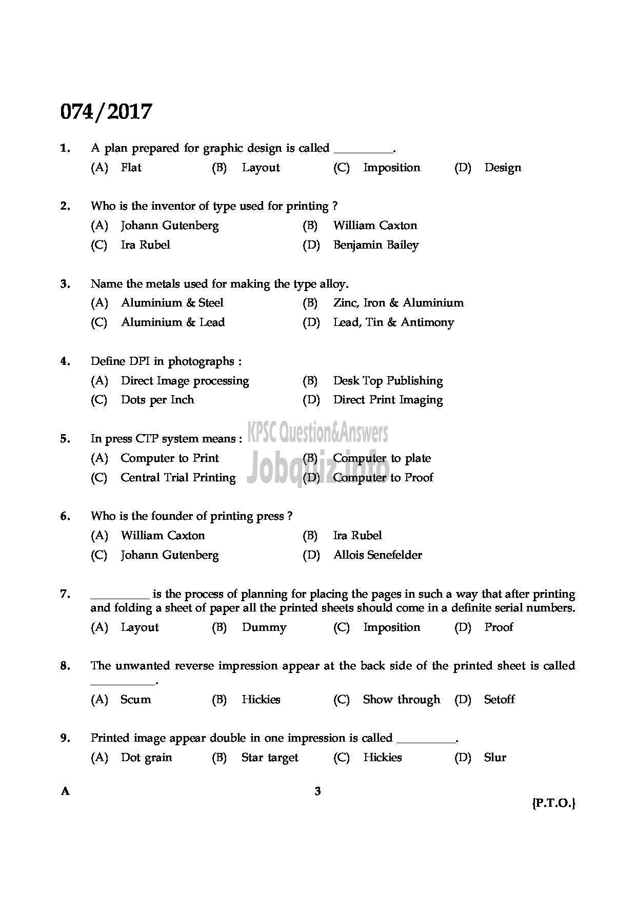 Kerala PSC Question Paper - PRINTER MEDICAL EDUCATION QUESTION PAPER-2