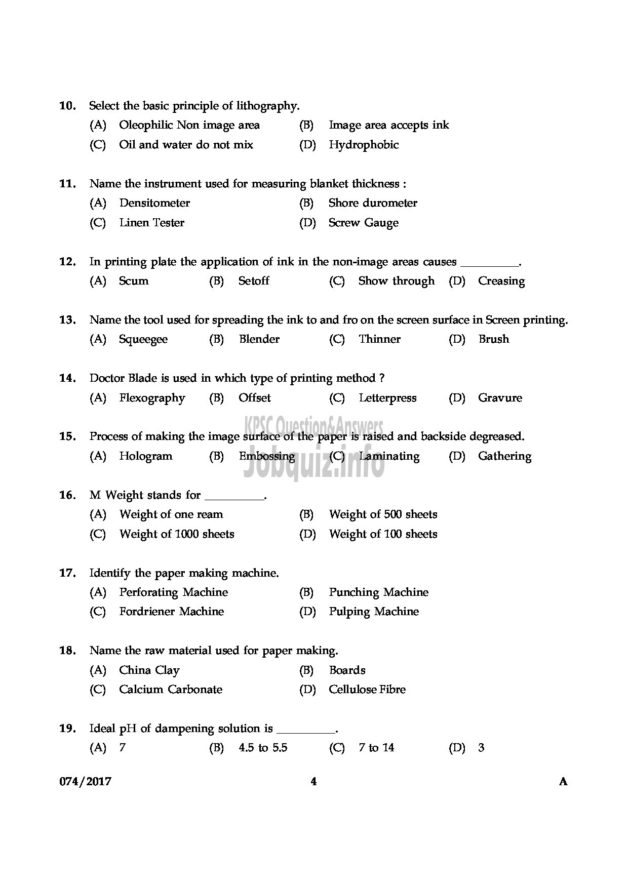 Kerala PSC Question Paper - PRINTER MEDICAL EDUCATION QUESTION PAPER-3