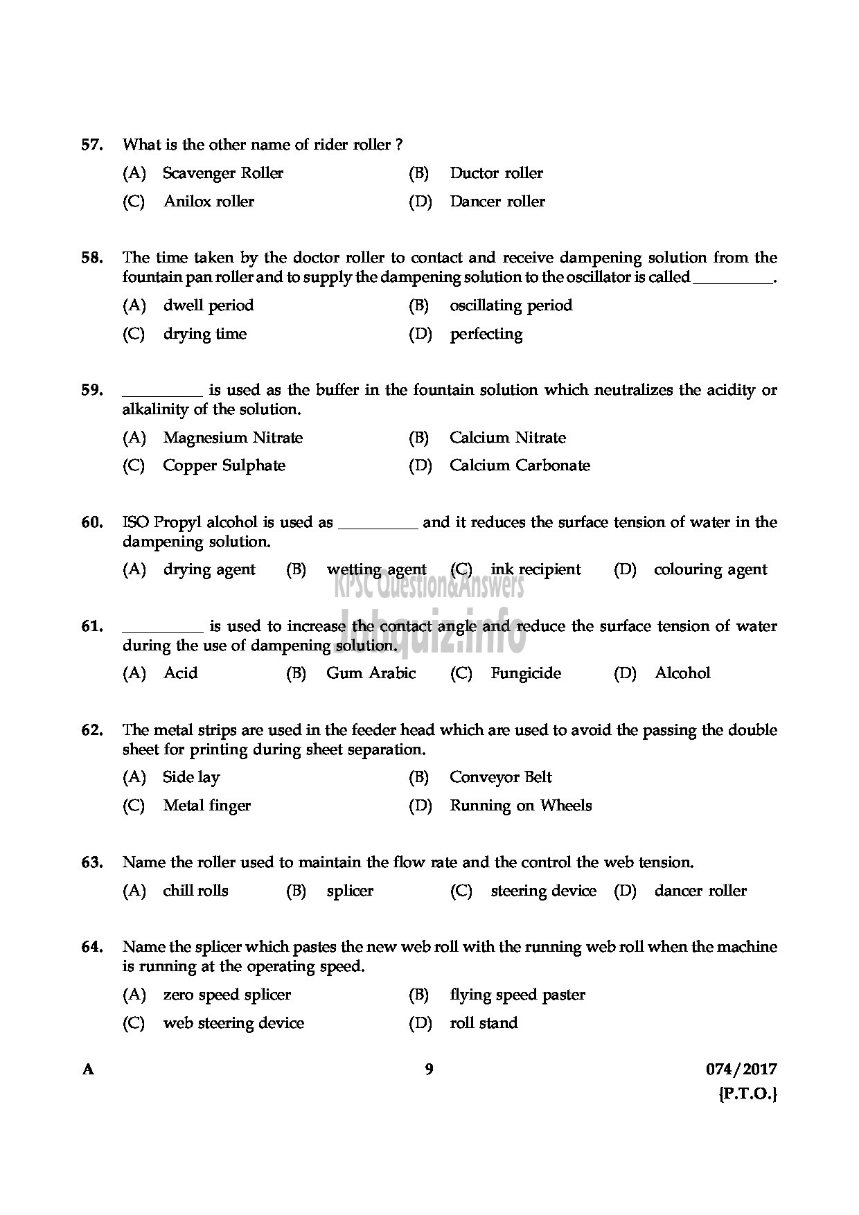 Kerala PSC Question Paper - PRINTER MEDICAL EDUCATION QUESTION PAPER-8