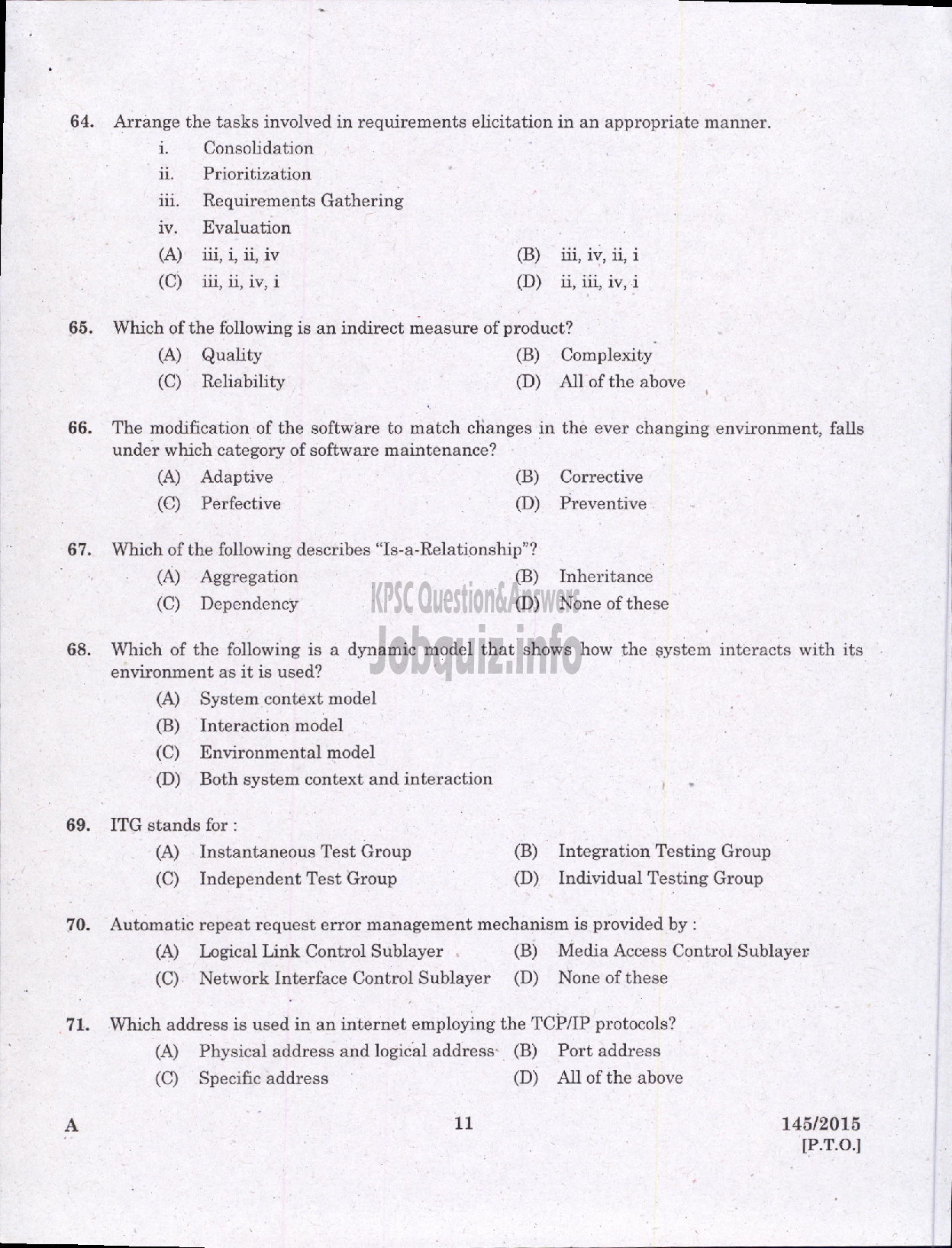 Kerala PSC Question Paper - PROGRAMMER KPSC-9