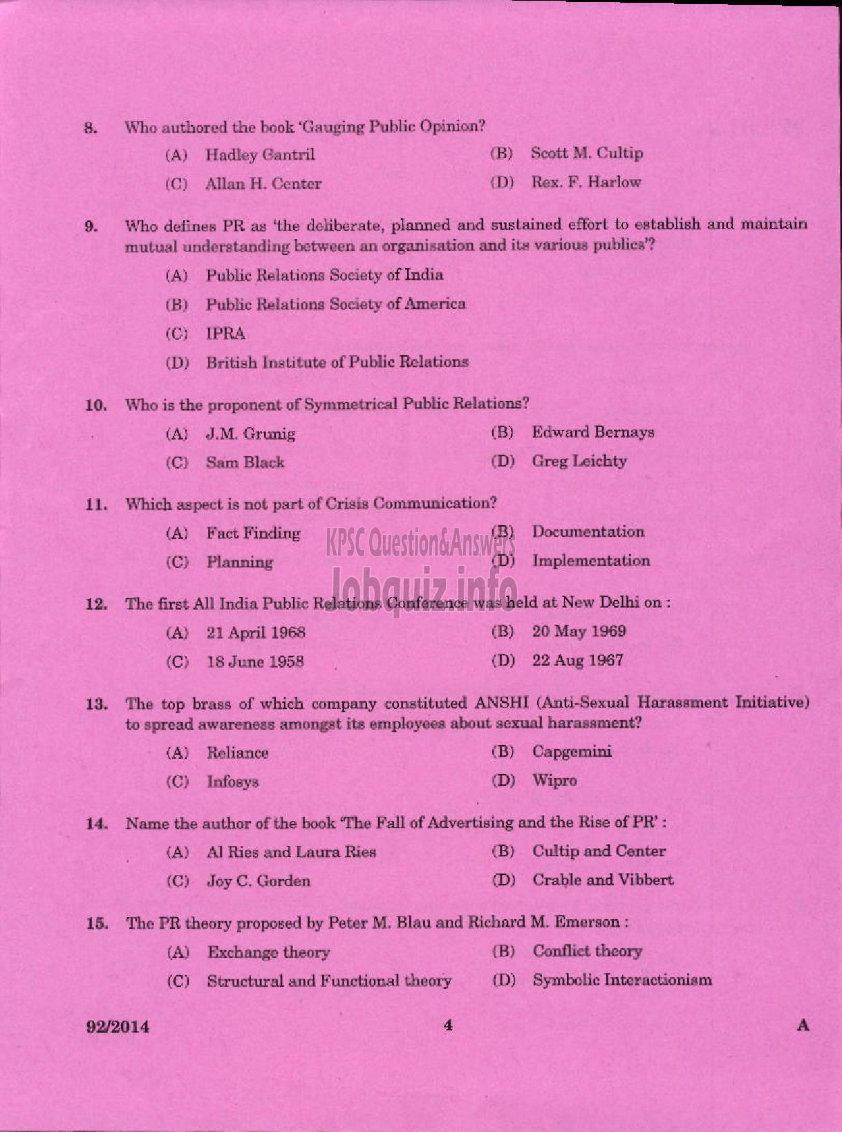 Kerala PSC Question Paper - PUBLIC RELATION OFFICER CO OPERATIVE SECTOR IN KERALA AND KERALA STATE CO OPERTIVE BANK GENERAL AND SOCIETY CATEGORY-2