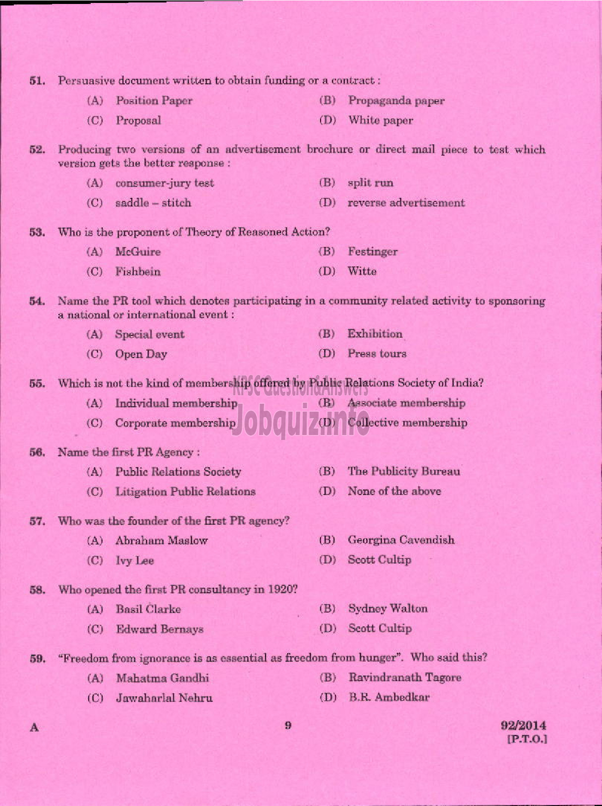 Kerala PSC Question Paper - PUBLIC RELATION OFFICER CO OPERATIVE SECTOR IN KERALA AND KERALA STATE CO OPERTIVE BANK GENERAL AND SOCIETY CATEGORY-7