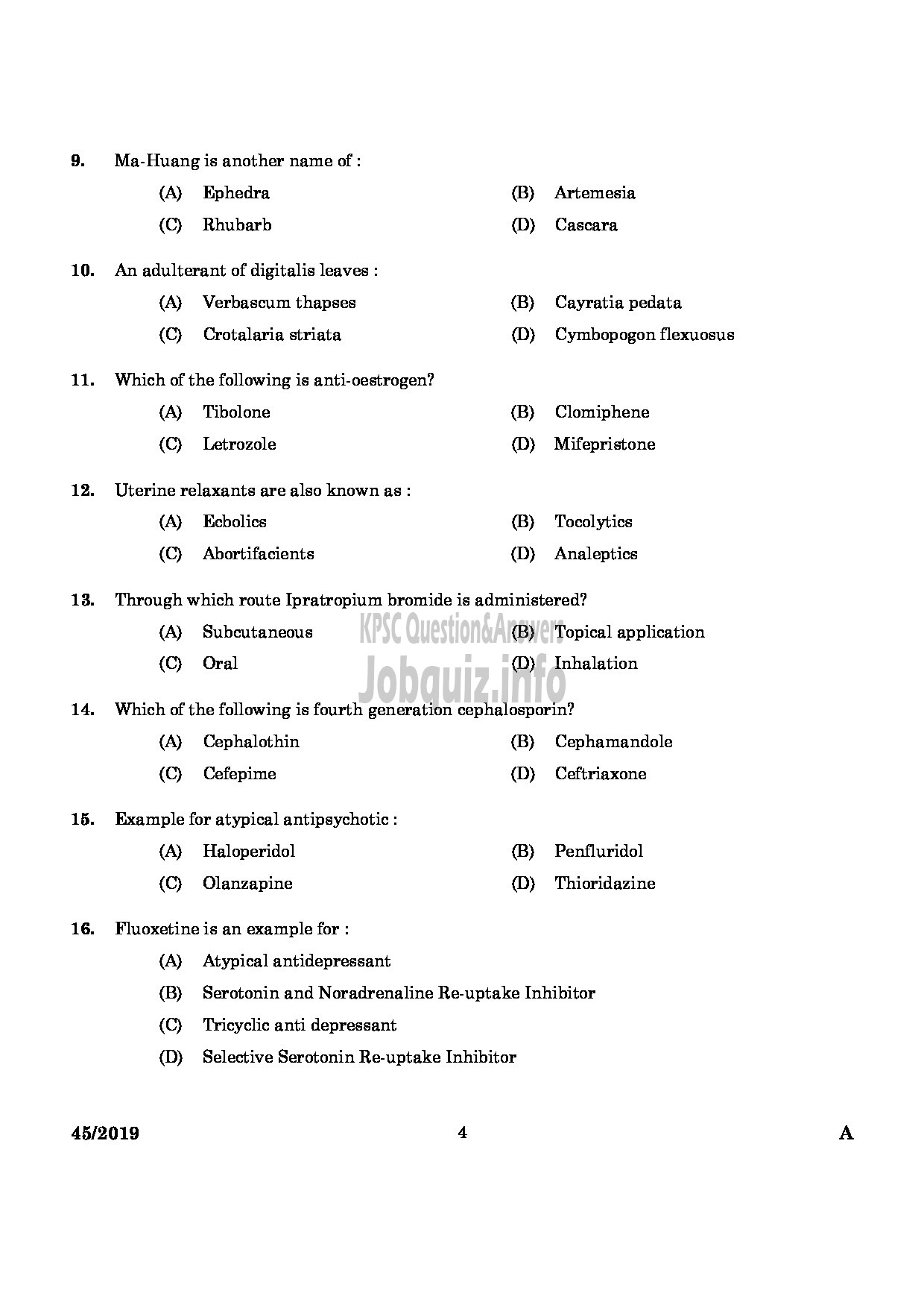 Kerala PSC Question Paper - Pharmacist Gr II Health Services/IMS English -2