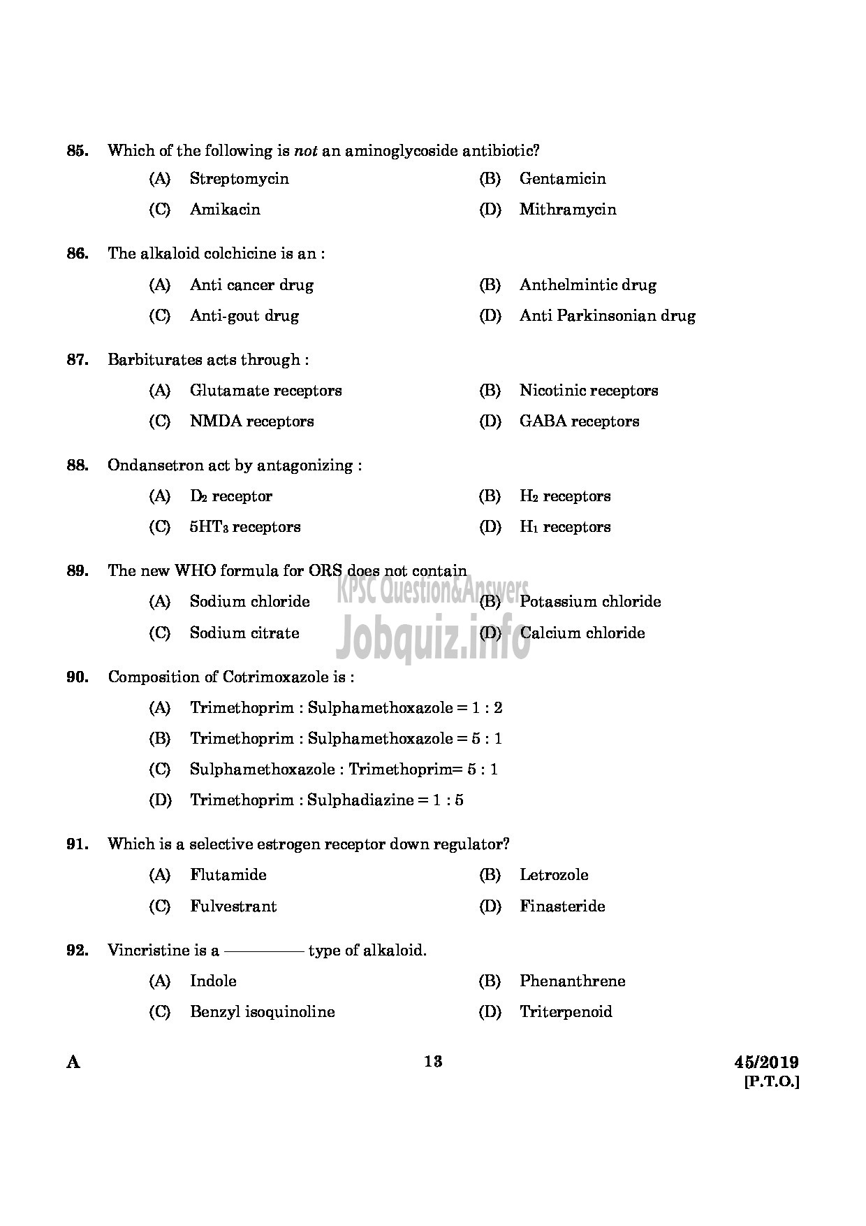 Kerala PSC Question Paper - Pharmacist Gr II Health Services/IMS English -11