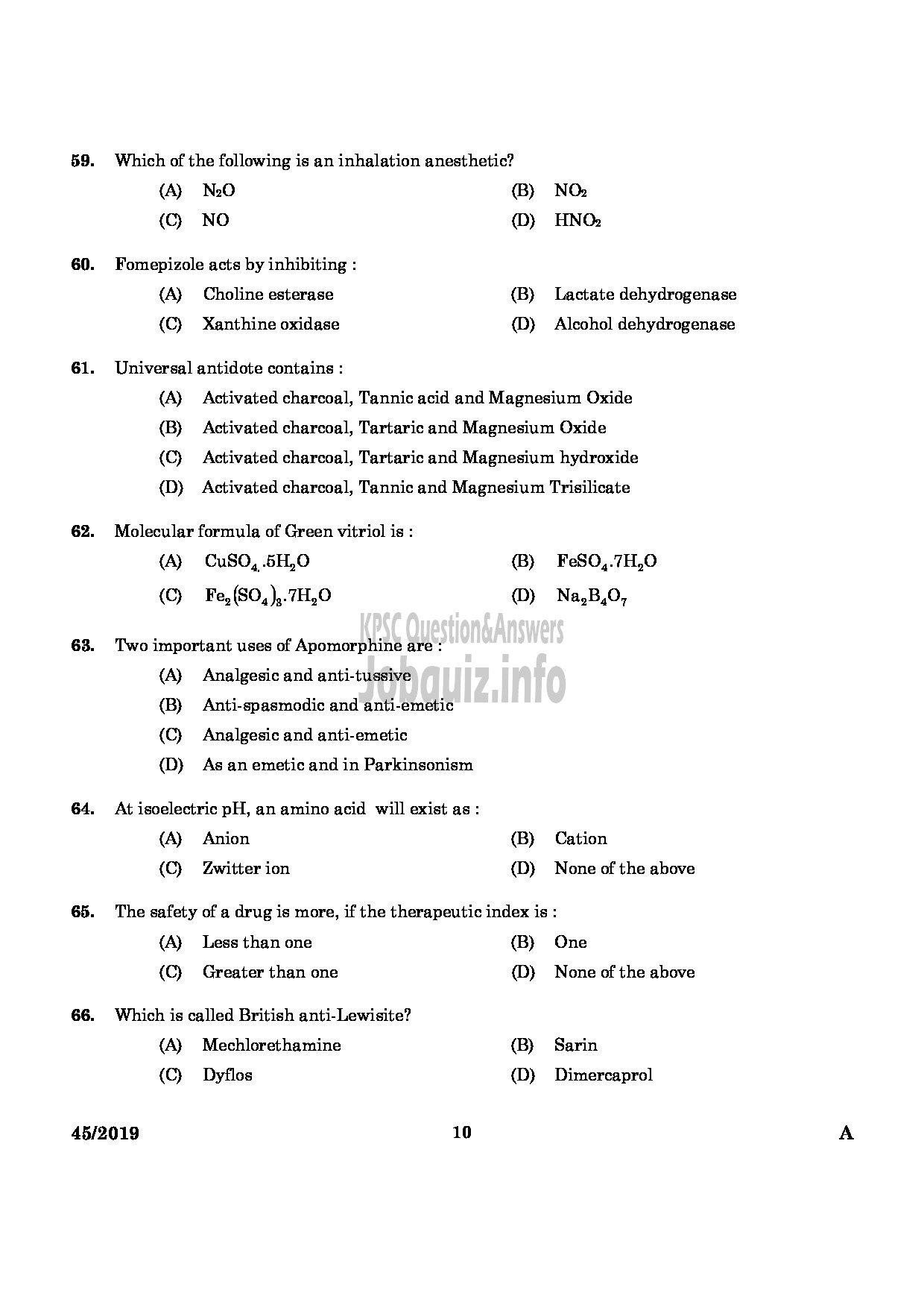 Kerala PSC Question Paper - Pharmacist Gr II Health Services/IMS English -8