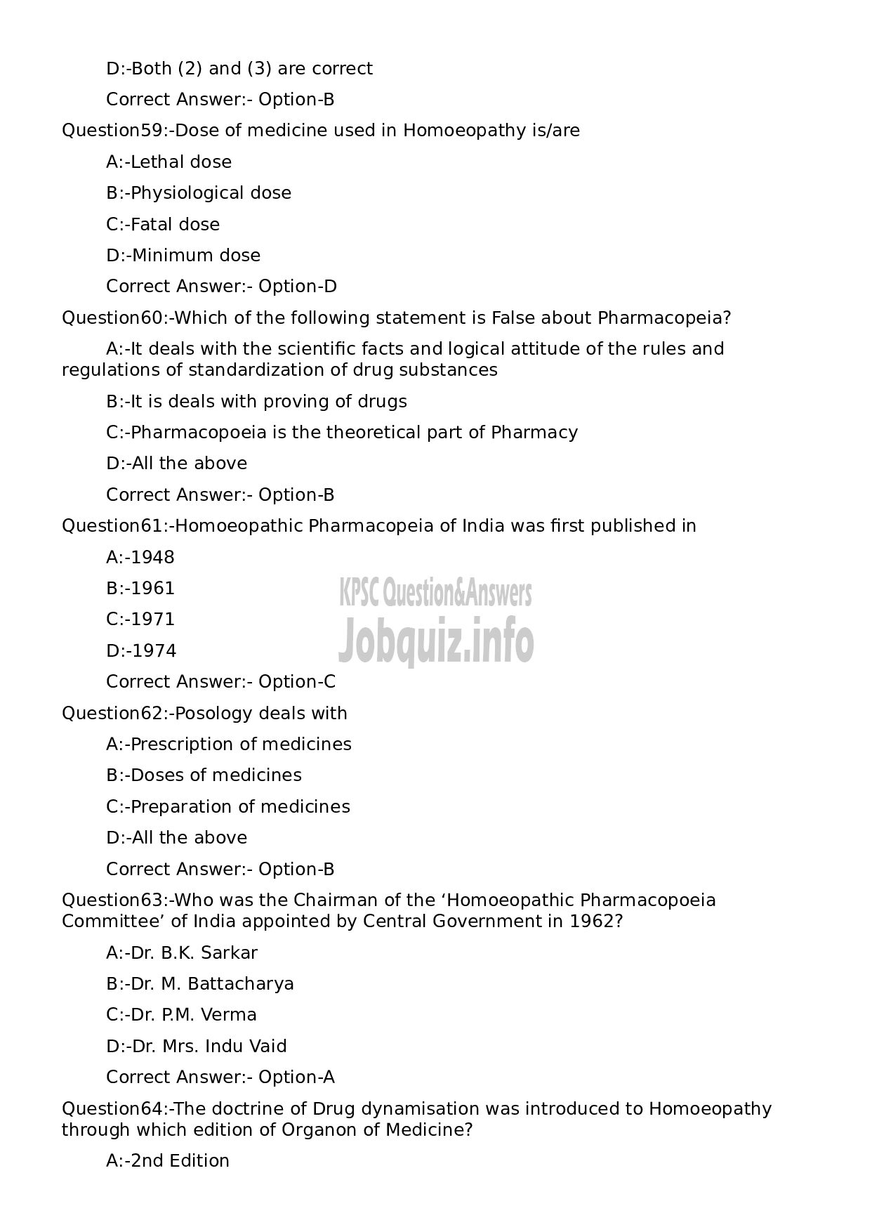 Kerala PSC Question Paper - Pharmacist Grade II (Homoeo)-11