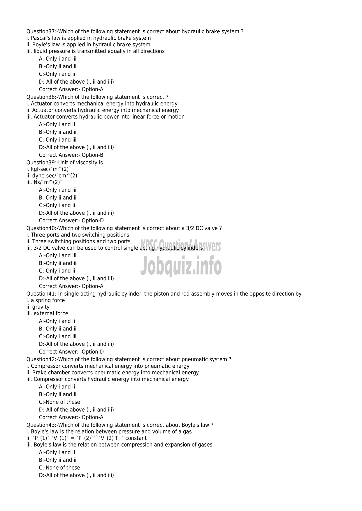 Kerala PSC Question Paper - Pump Operator -5